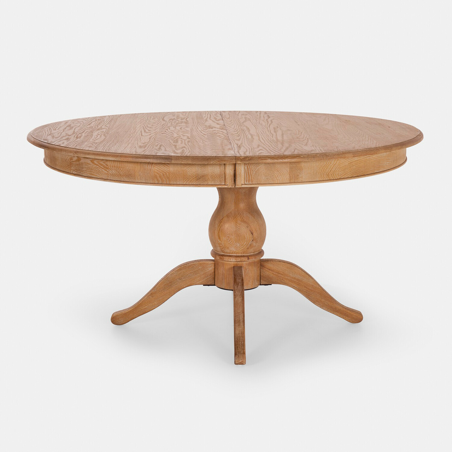 Tisch Beaumont Ovaler Esstisch aus naturfarbenem Eichenholz mit dekorativem Fuß, massives Holz-Möbel