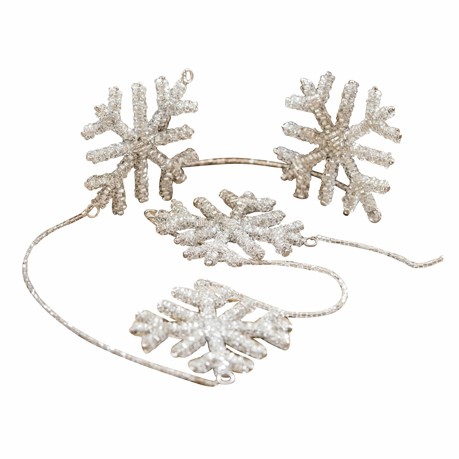 Girlande Snowflakes Dekorative Kette mit transparenten Perlen-Schneeflocken als festliche Weihnachtsdekoration