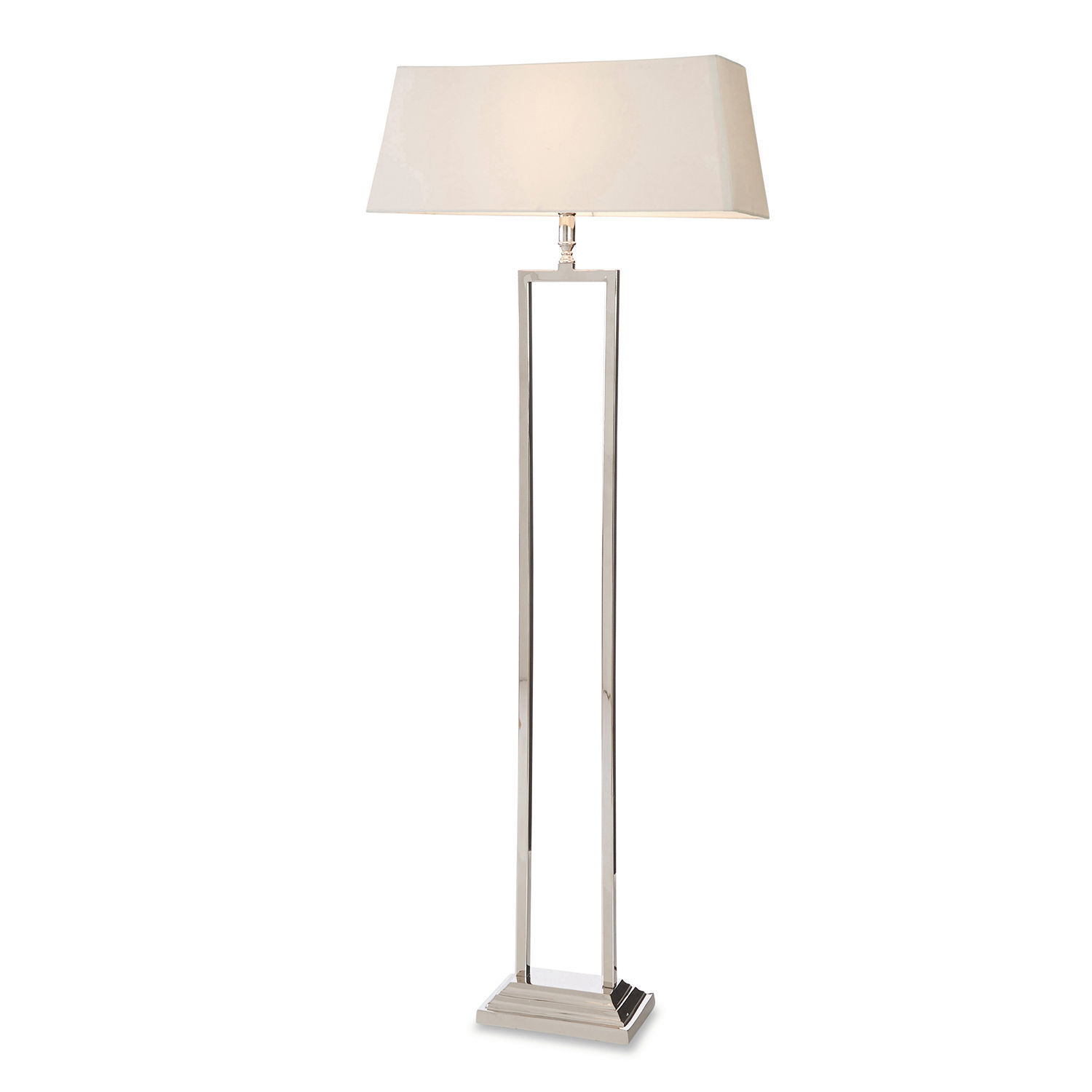 Stehlampe Barki Moderne Stehlampe aus Edelstahl mit weißem Lampenschirm für stilvolles Wohnzimmer