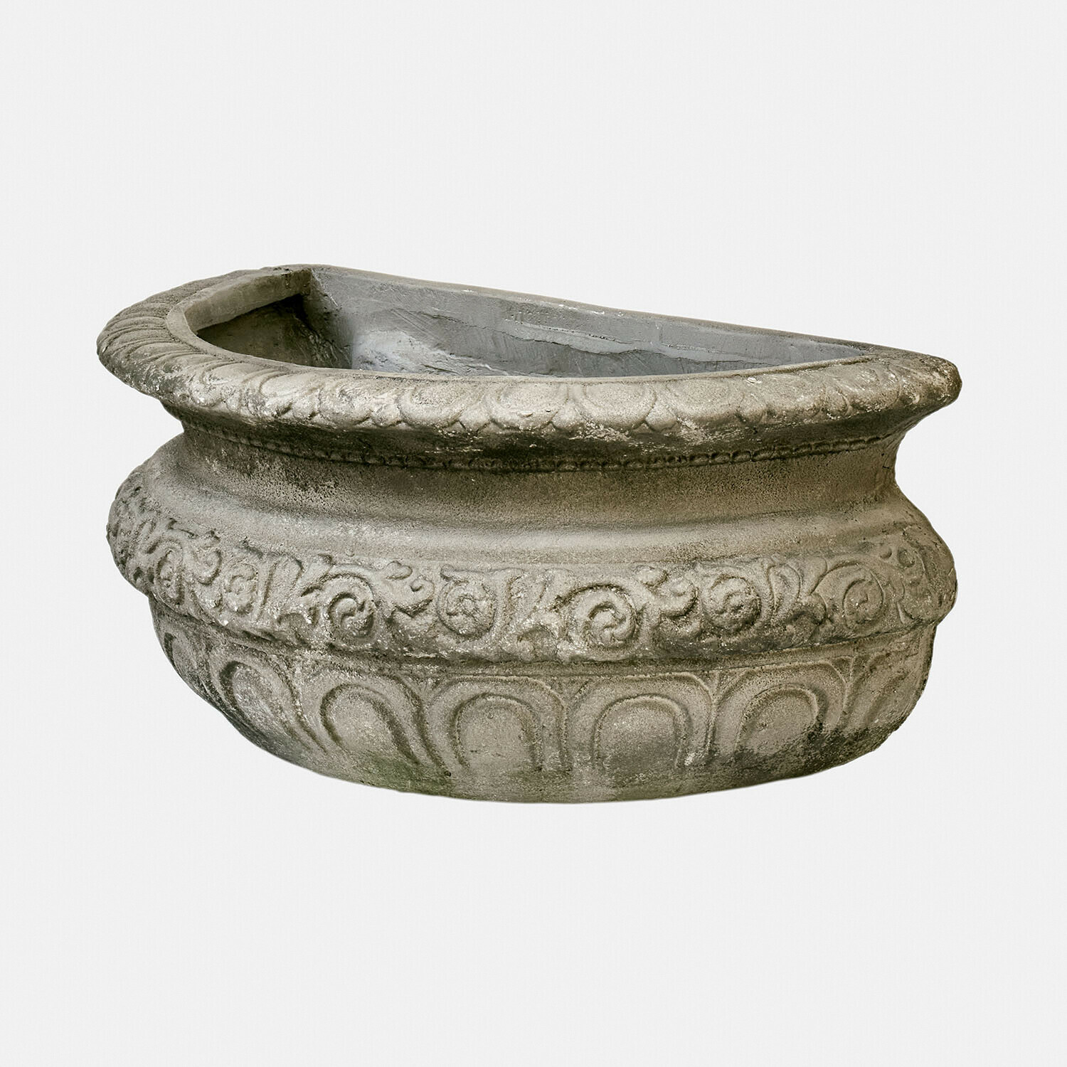 Übertopf Lendoria Wand-Blumenkasten aus grauem Beton mit klassischem Muster für Garten und Terrasse