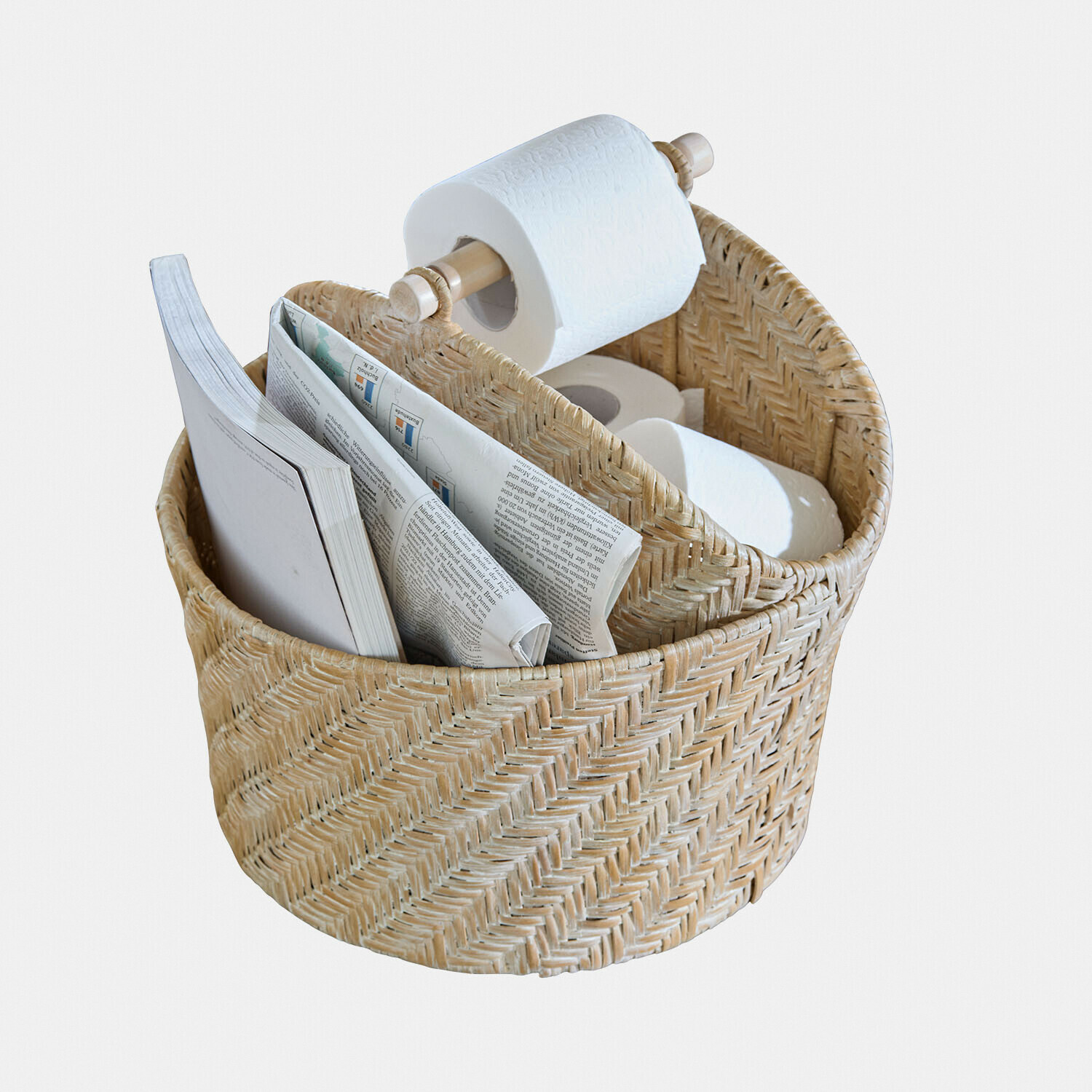 Toilettenpapierhalter Suarce Natürlicher Weidenkorb für Toilettenpapier und Zeitungen, praktischer Bad-Organizer