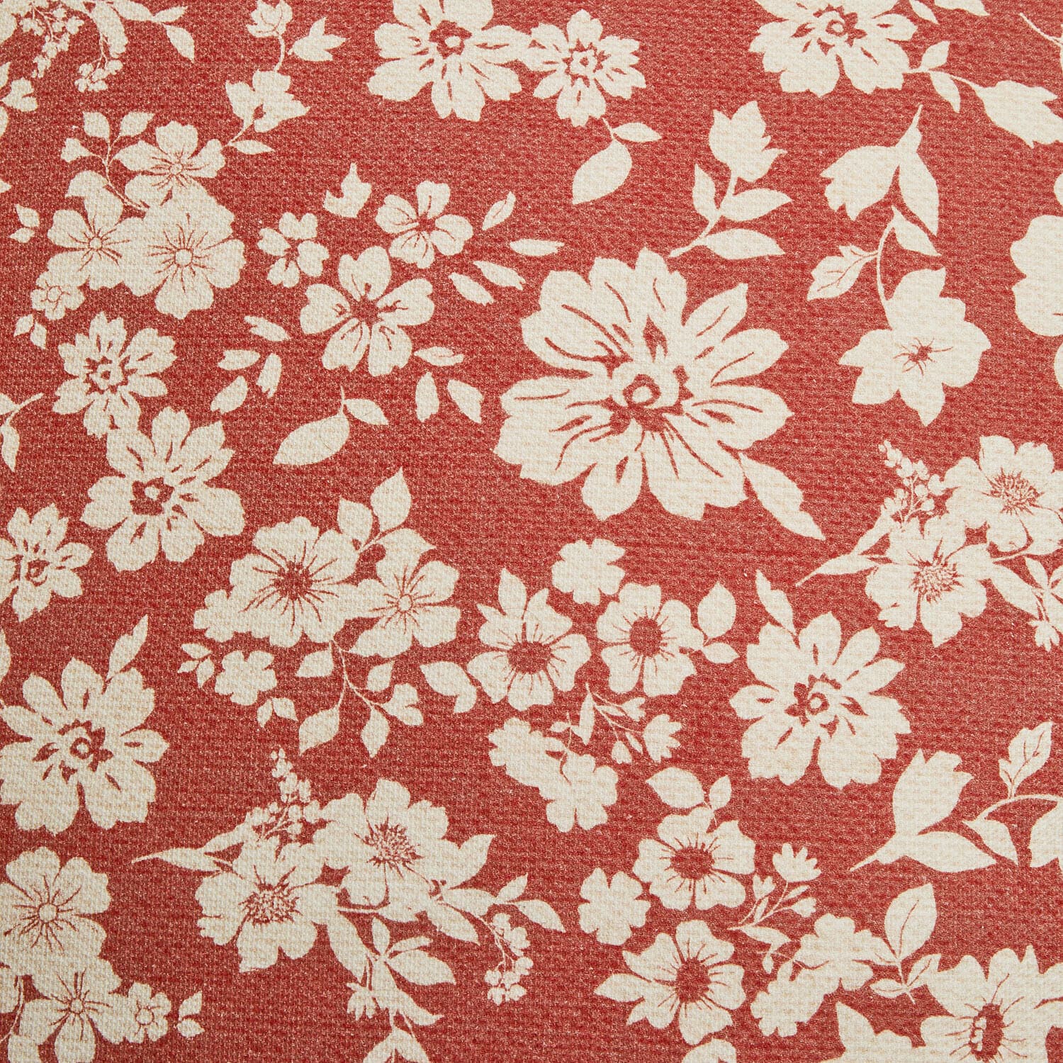 Dekorativer Stoff in Rot mit cremefarbenem Blumenmuster, Innenraumtextil für Wohnraum