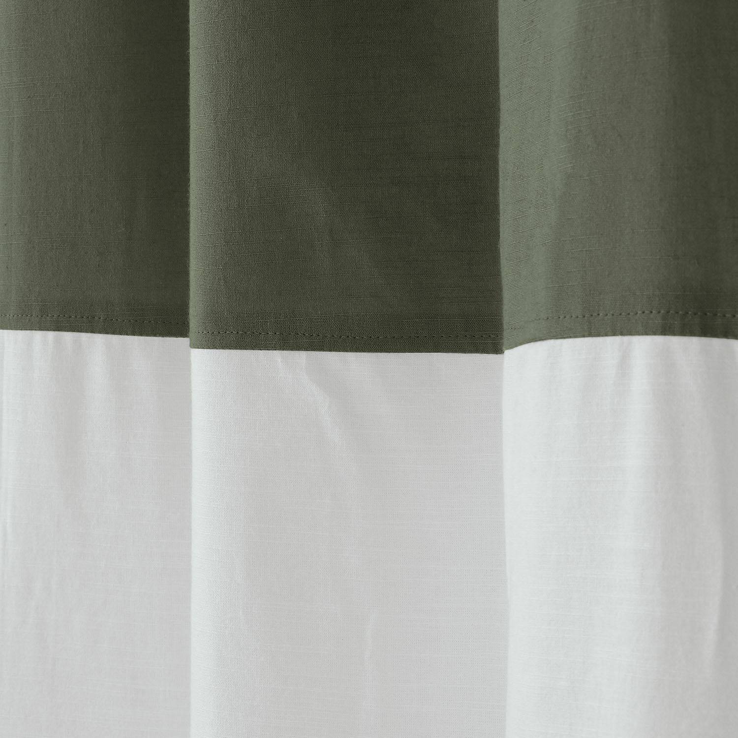 Baumwollvorhang in Olivgrün und Weiß, dekoratives Textil für Wohnräume