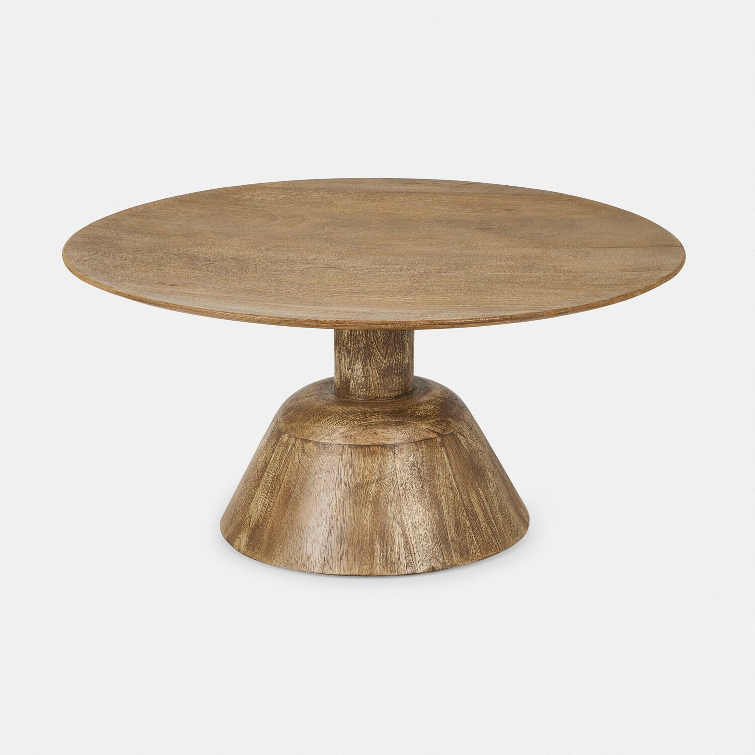 Couchtisch Ulric Runder Couchtisch aus Mangoholz in natürlicher Farbe, moderner Wohnzimmertisch