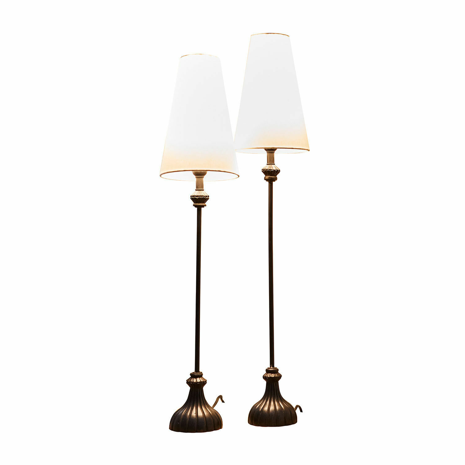Tischlampe 2er Set Ambrosse Paar Stehlampen mit brauner Metallbasis und weißen Lampenschirmen, stilvolle Wohnraumbeleuchtung