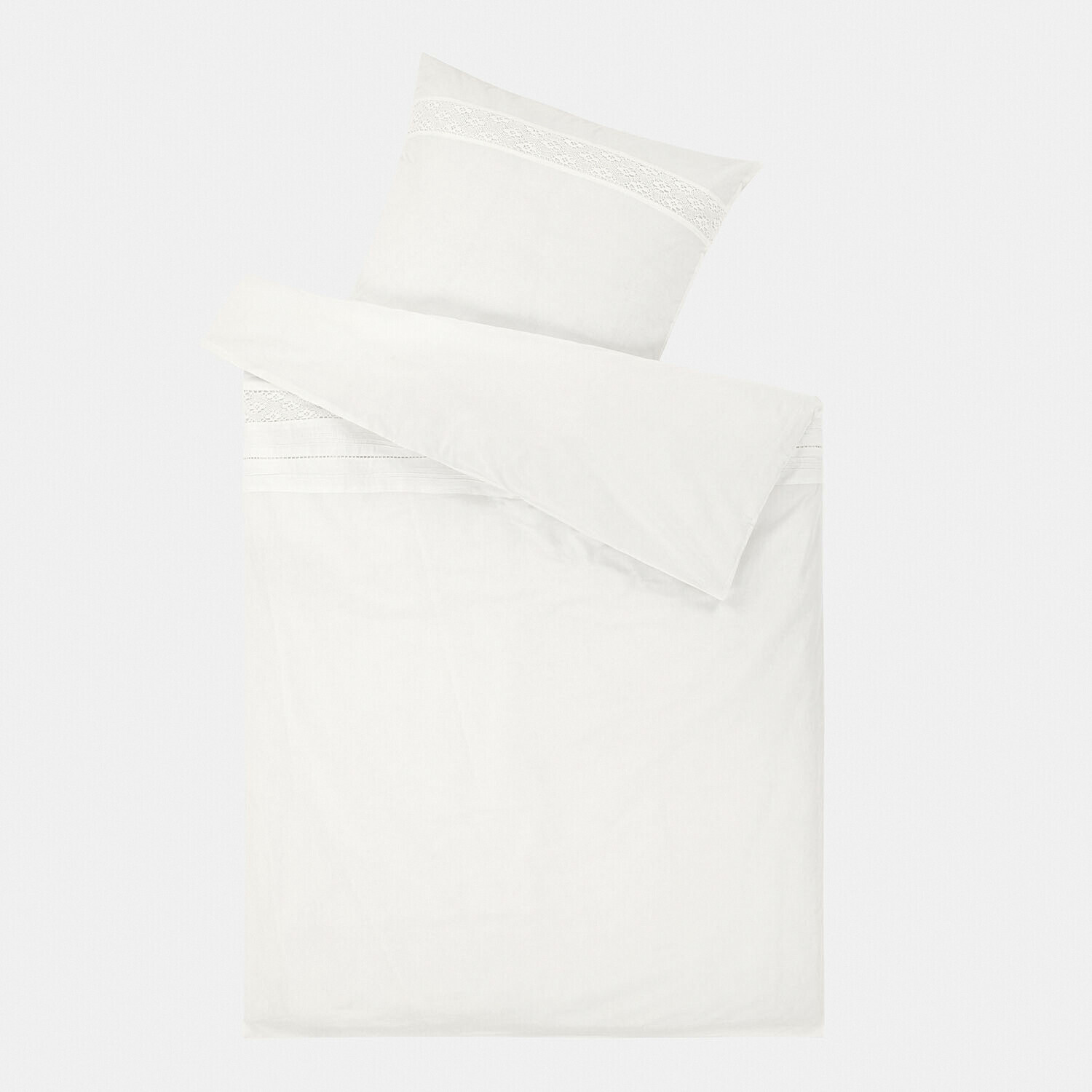 Bettwäsche Isolineas Weiße Baumwollbettwäsche mit zarter Spitze, weich und perfekt für das Schlafzimmer