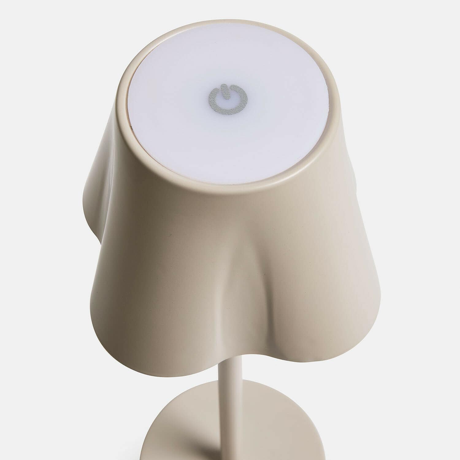 Beige Tischlampe aus Material mit weißem Touch-Schalter, modernes Design für Innenbeleuchtung