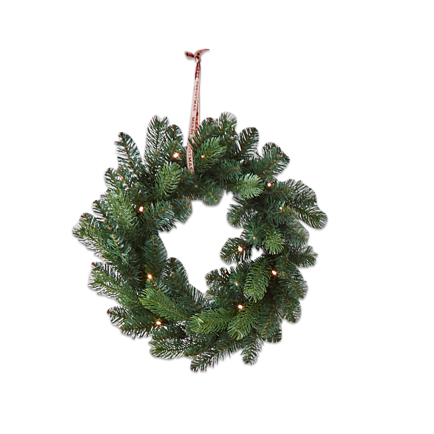 LED-Kranz Regin Grüner Weihnachtskranz aus Tannenzweigen mit LED-Lichtern und rotem Band zum Aufhängen