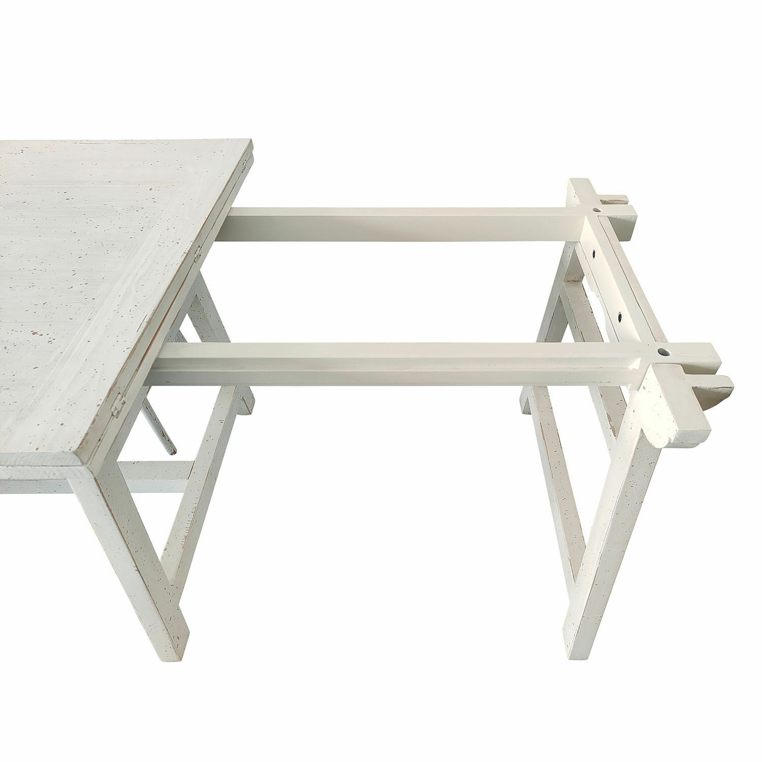 Weißer Holztisch mit ausziehbarer Platte und stabiler Konstruktion, Esszimmermöbel