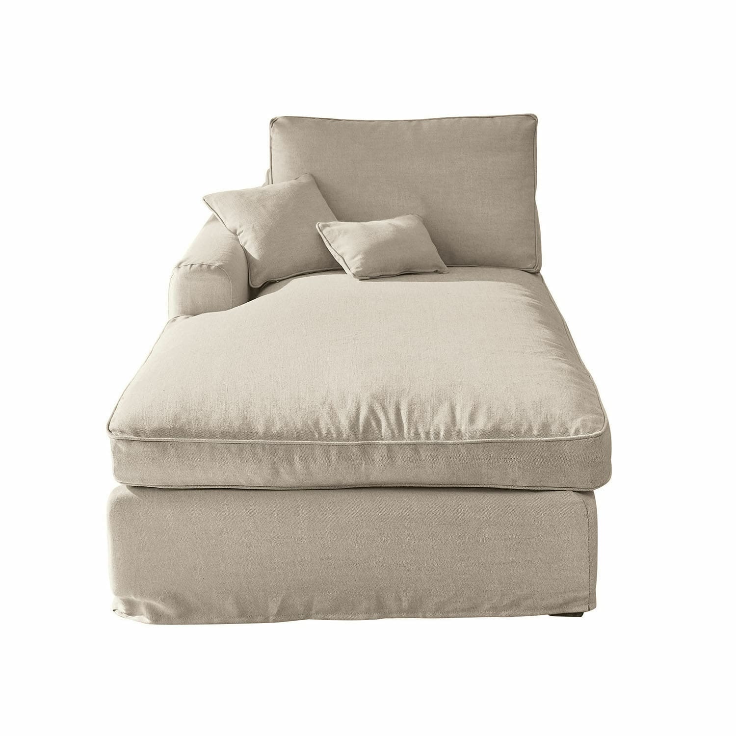 beige Beige Chaiselongue Seaford aus Stoff, bequemer Loungesessel für Wohnzimmer