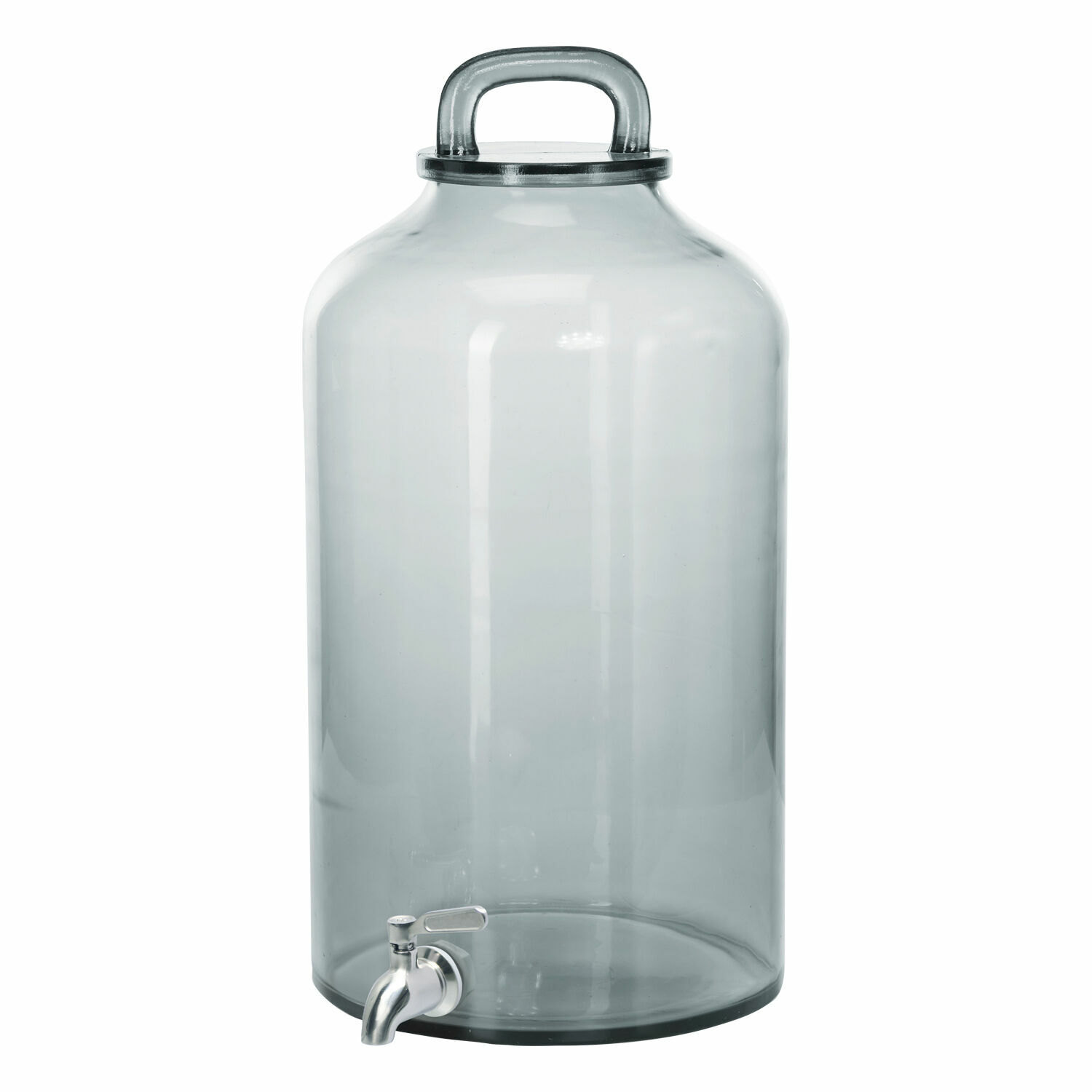 Transparenter Glas-Getränkespender mit Metallhahn und Tragegriff für Getränke