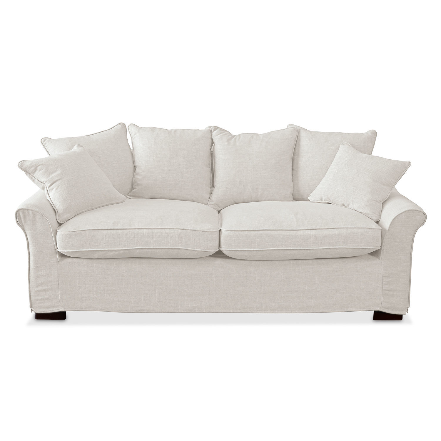 creme Sofa Long Beach in cremefarbenem Stoff, bequemes und stilvolles Wohnzimmermöbel