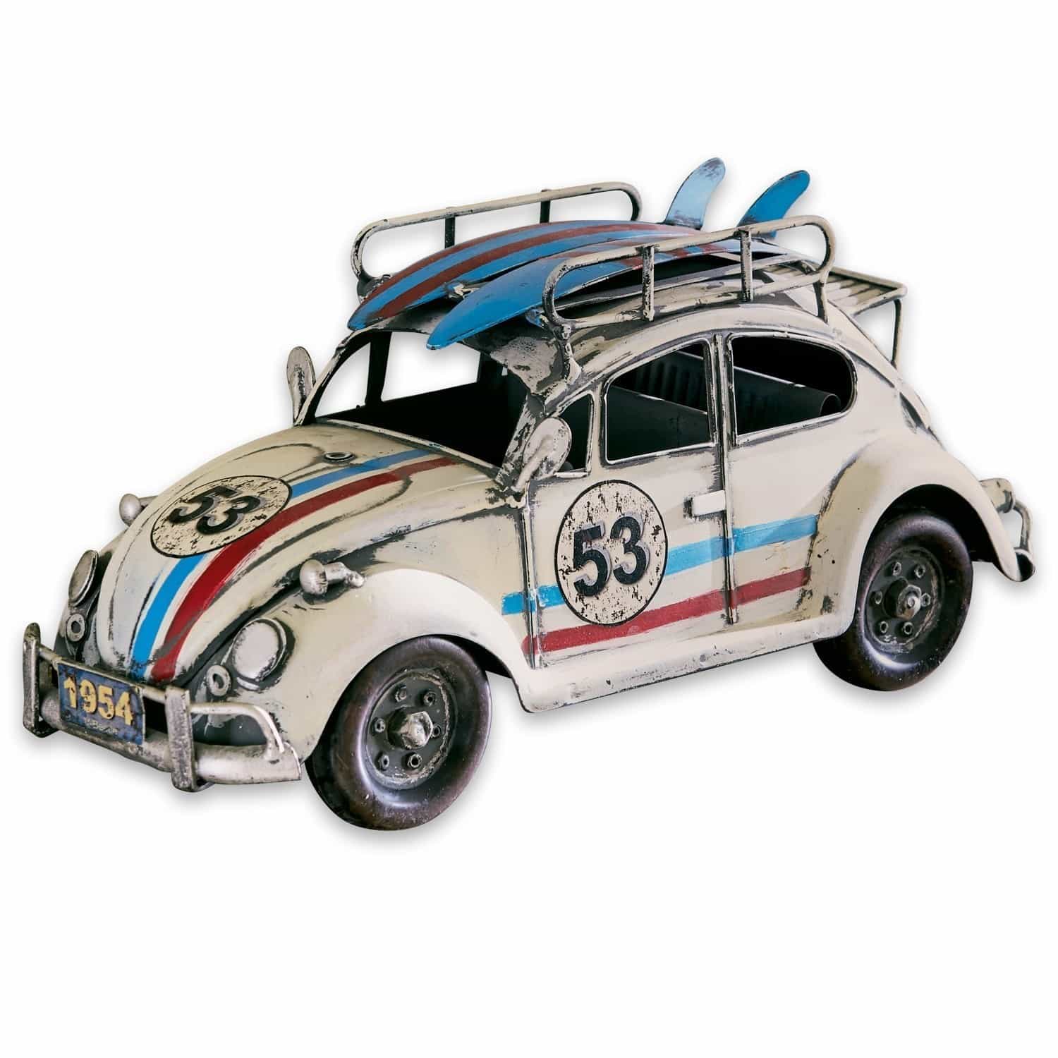 Metallmodell eines Retro-Autos mit Nummer 53 und blau-roten Streifen