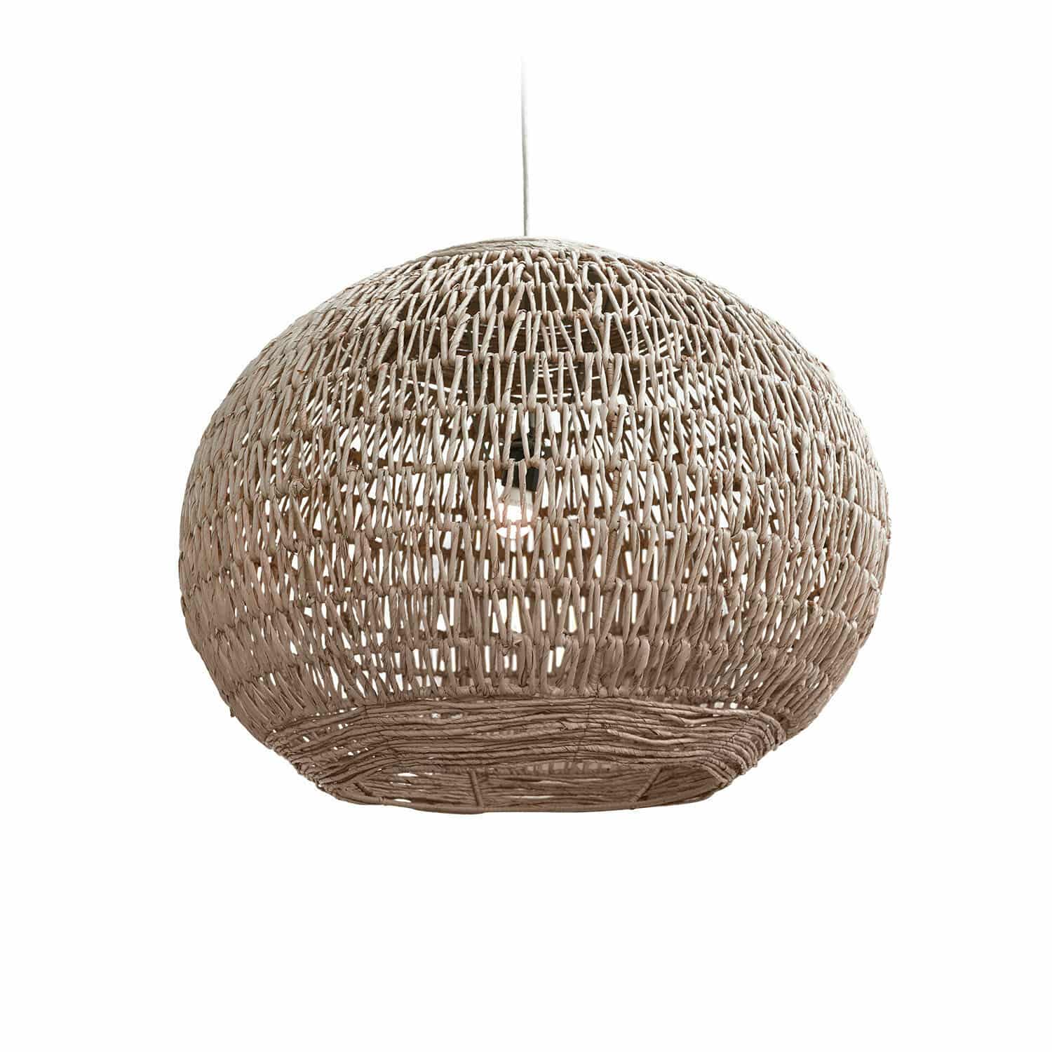 Lampenschirm Fexilor Hängelampe aus geflochtenem Rattan in Naturfarbe, dekorative Deckenleuchte für Wohnzimmer