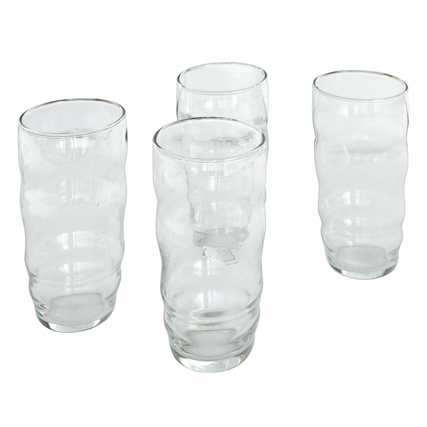 4-teiliges Set klare Tournavin Gläser aus hochwertigem Glas mit wellenförmigem Design