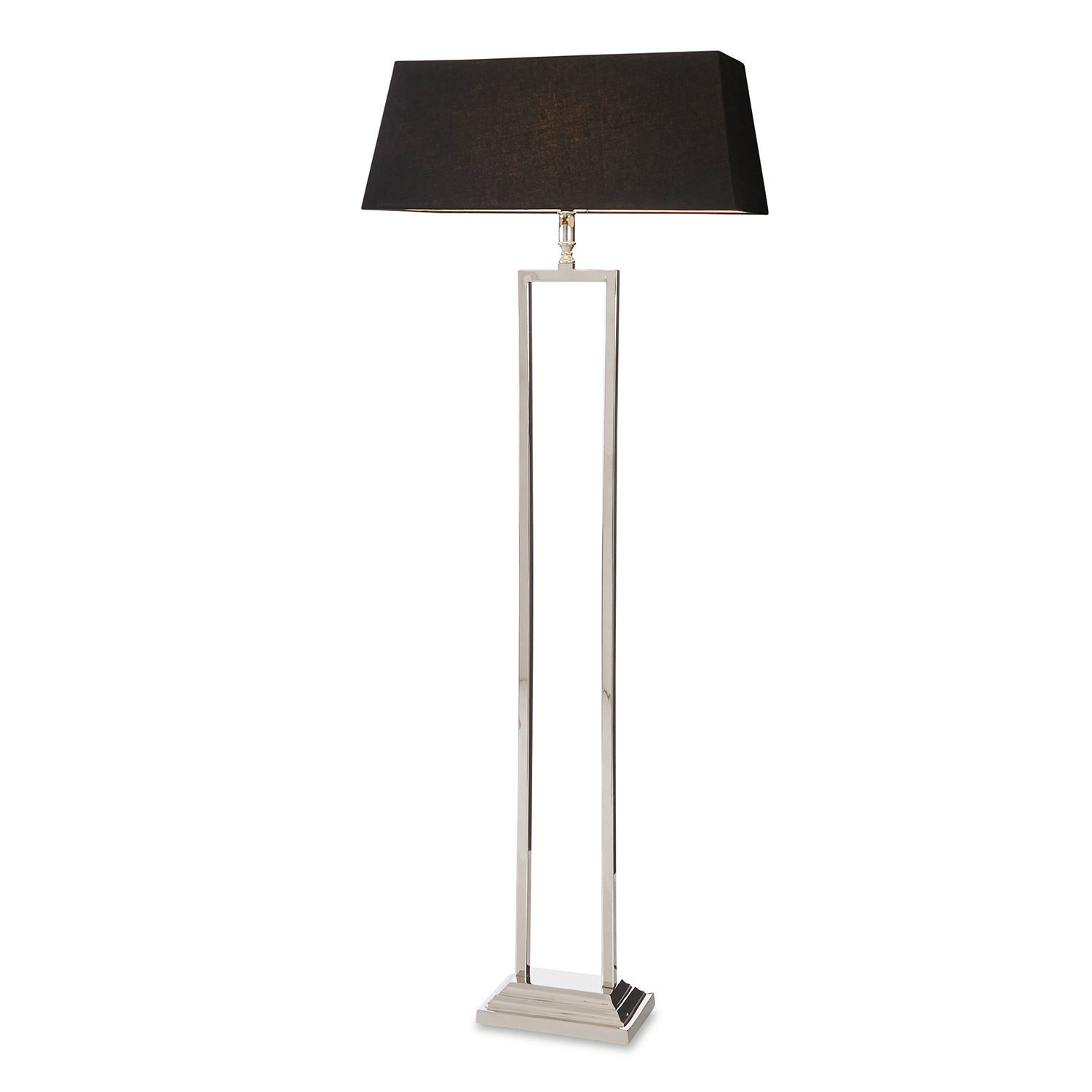 Stehlampe Barki Moderne Stehlampe aus Edelstahl mit schwarzem Lampenschirm für stilvolles Wohnzimmer