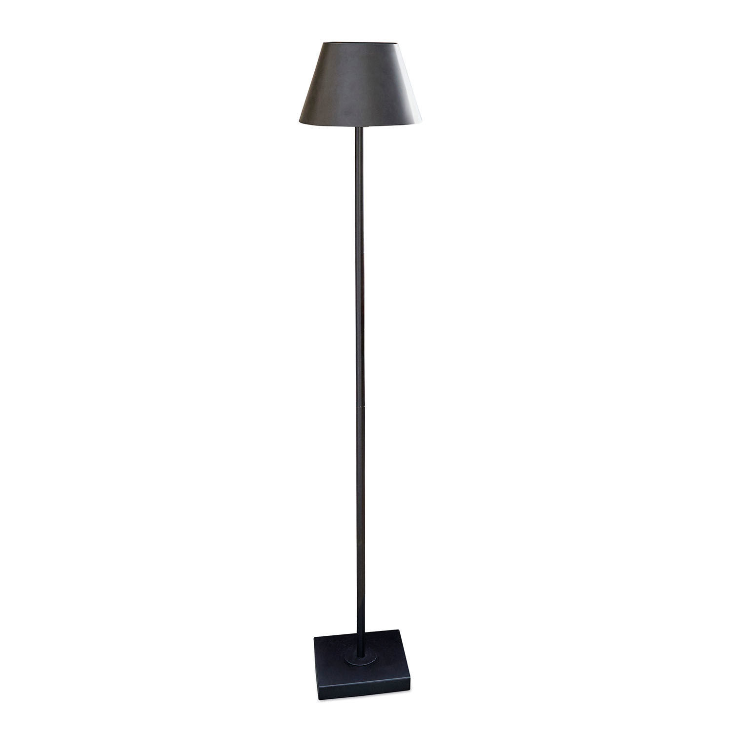 Stehlampe Marjan Schwarze Stehlampe aus Metall mit konischem Schirm und quadratischem Sockel für modernes Ambiente