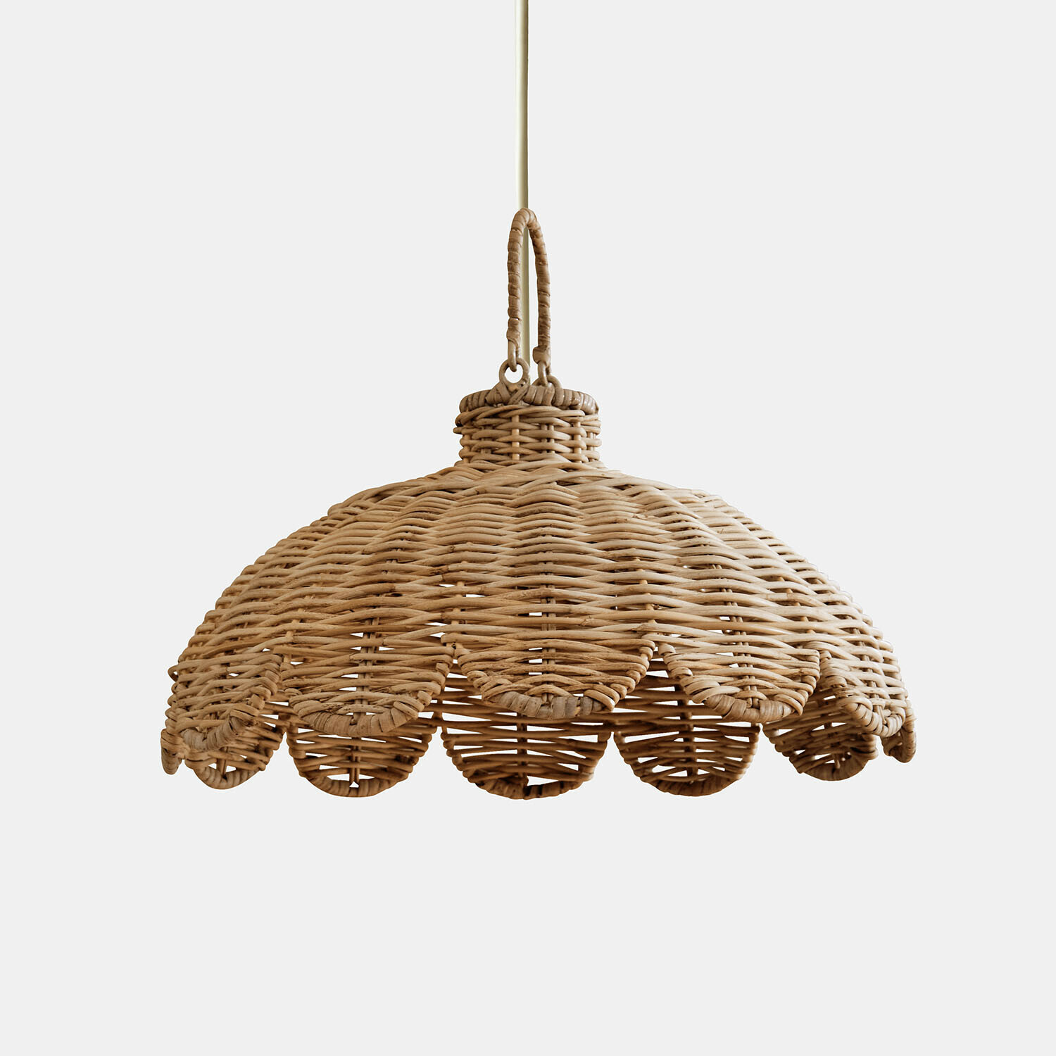 Lampenschirm Glyndon Natürlicher Lampenschirm aus hellem Rattan in Blumenform für Hängeleuchte