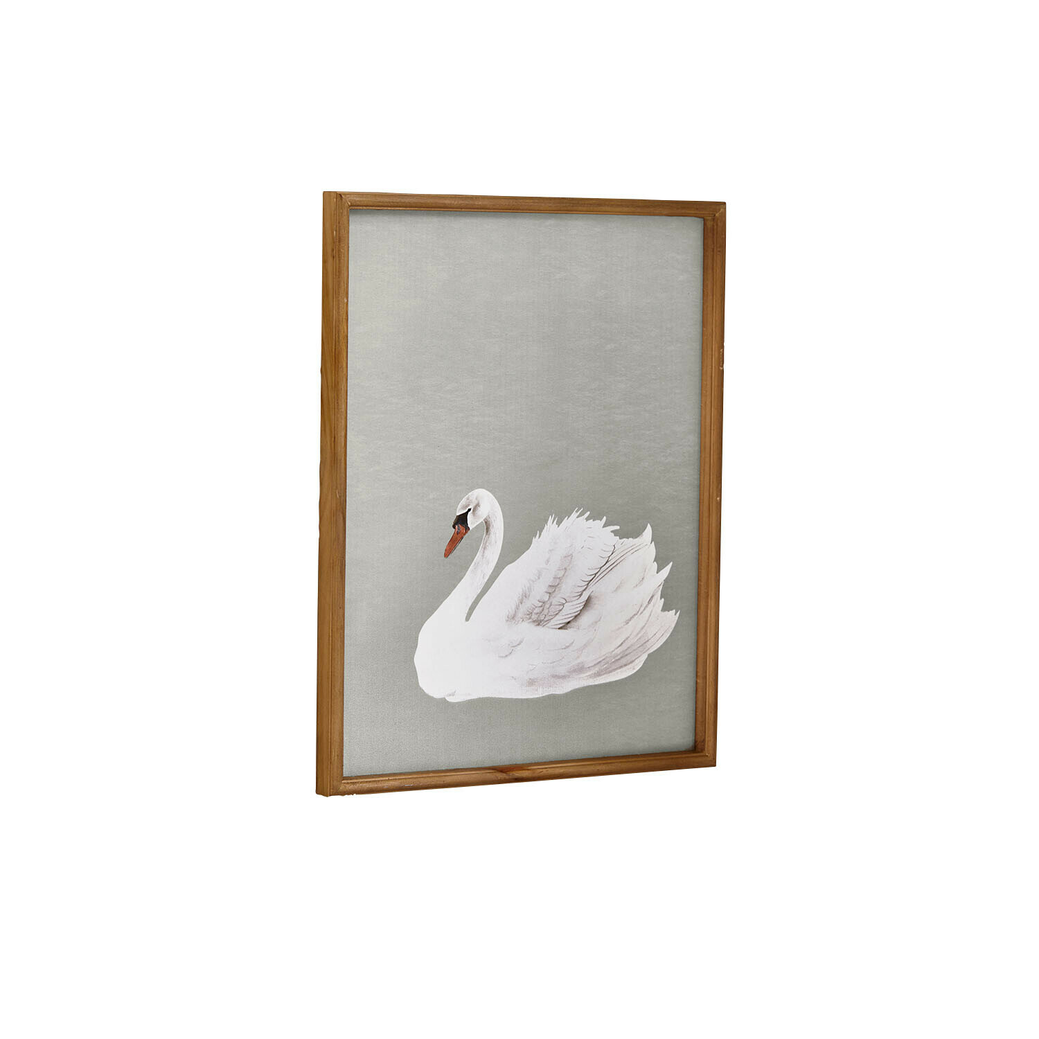 Bild Cariella Bild mit weißem Schwan auf grauem Hintergrund in Holzrahmen, elegante Wanddekoration
