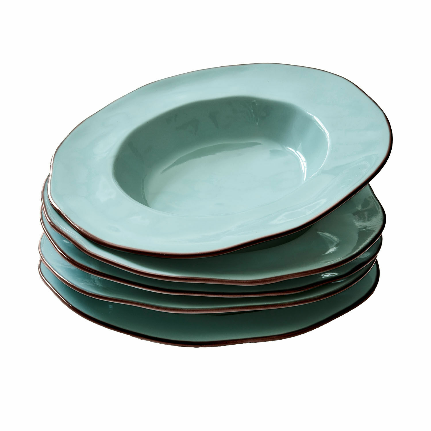 türkis 6-teiliges Suppenteller-Set Biarritz aus türkiser Keramik, ideal für den täglichen Gebrauch und Tischdekoration