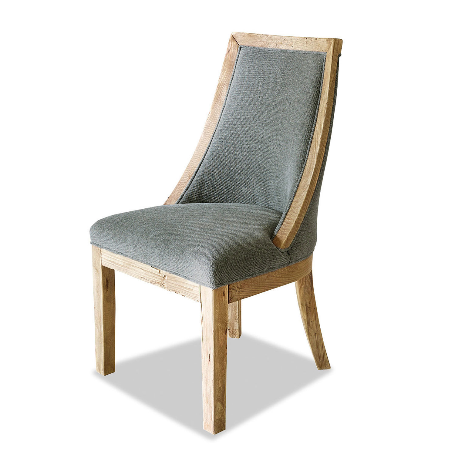 Stuhl Oteley Stuhl aus hellem Holz mit grauem Stoffbezug, elegantes Esszimmermöbelstück