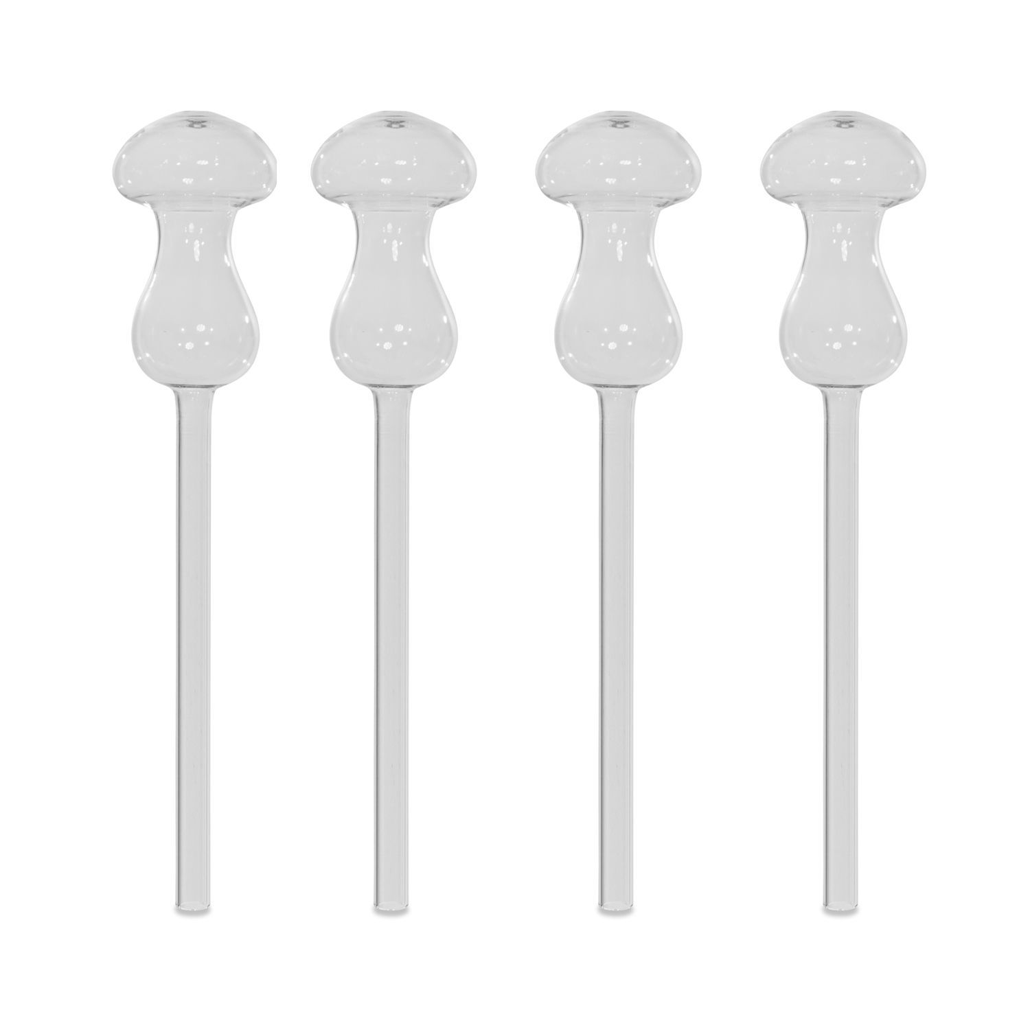 Set aus vier durchsichtigen Glas-Pipetten in Pilzform, Pflanzendekoration