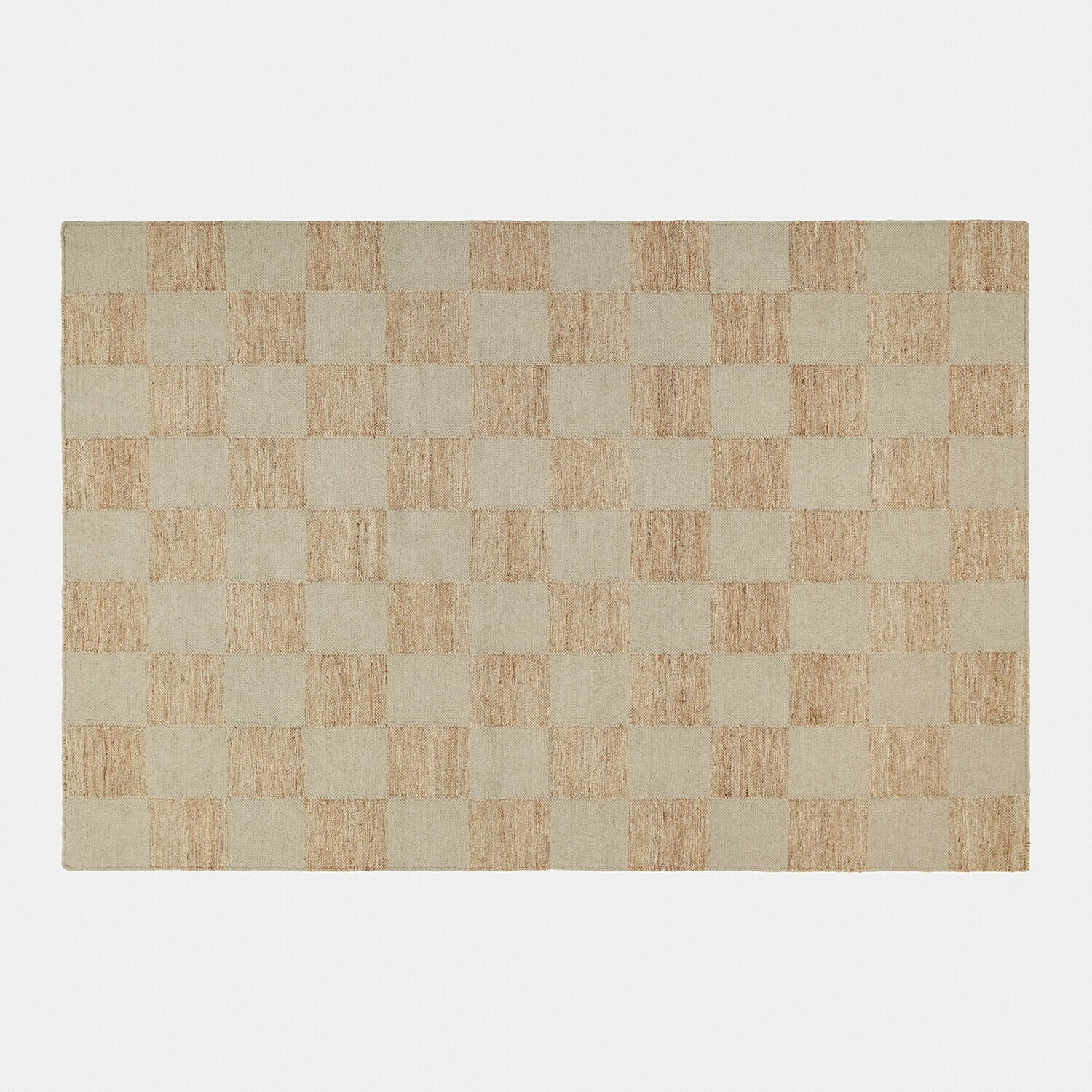 Teppich aus Naturmaterial mit beige-braunem Karomuster, stilvolle Bodendekoration
