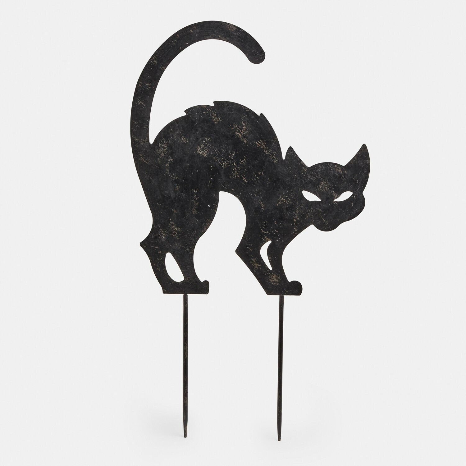 Gartenstab Rénelise Gartendekoration schwarze Metallkatze mit zwei Erdspießen zum Einstecken