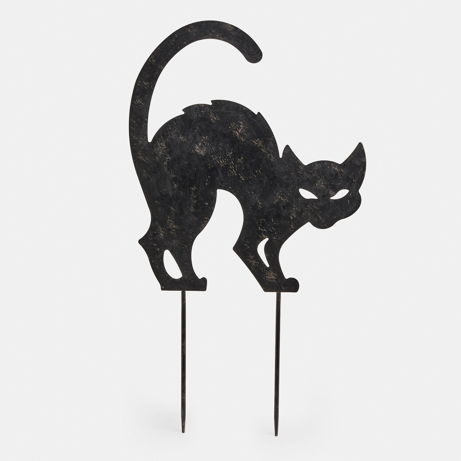 Gartenstab Rénelise Gartendekoration schwarze Metallkatze mit zwei Erdspießen zum Einstecken