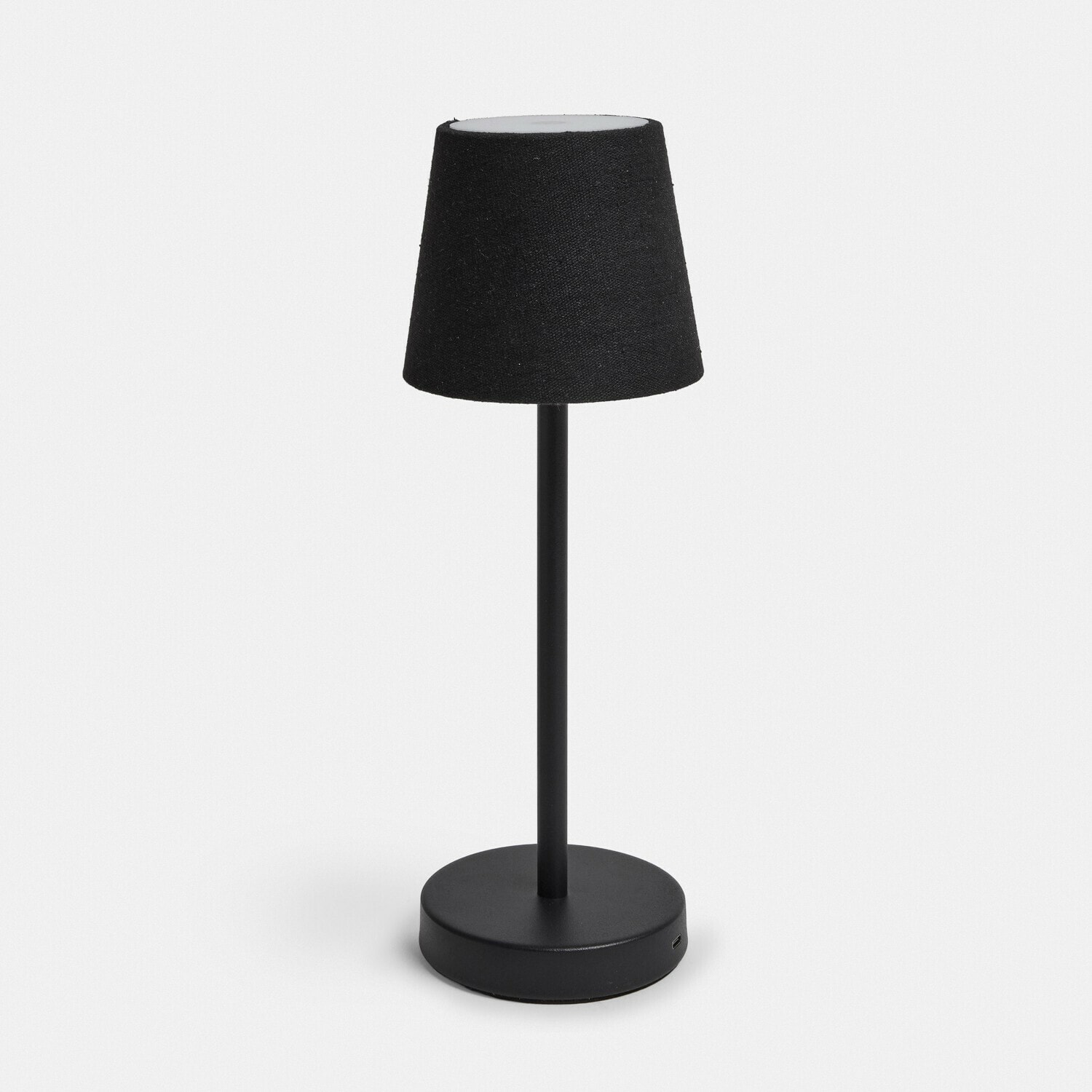 Wiederaufladbare Tischlampe Sylvainie Moderne schwarze Tischlampe mit Metallfuß und Stoffschirm für stimmungsvolle Innenbeleuchtung