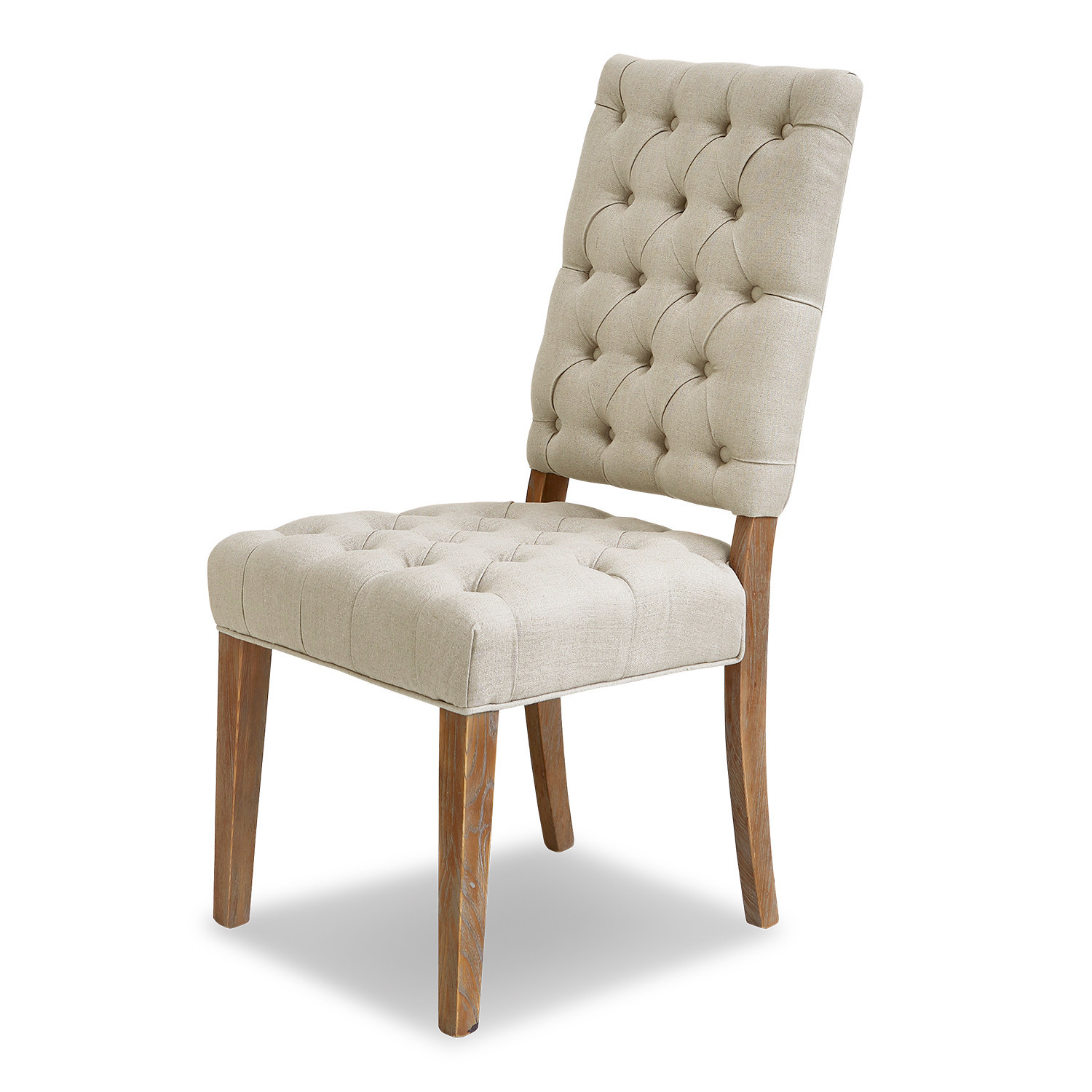 Beiges, gepolstertes Stuhl mit Holzbeinen im Vintage-Stil für Esszimmer und Wohnzimmer