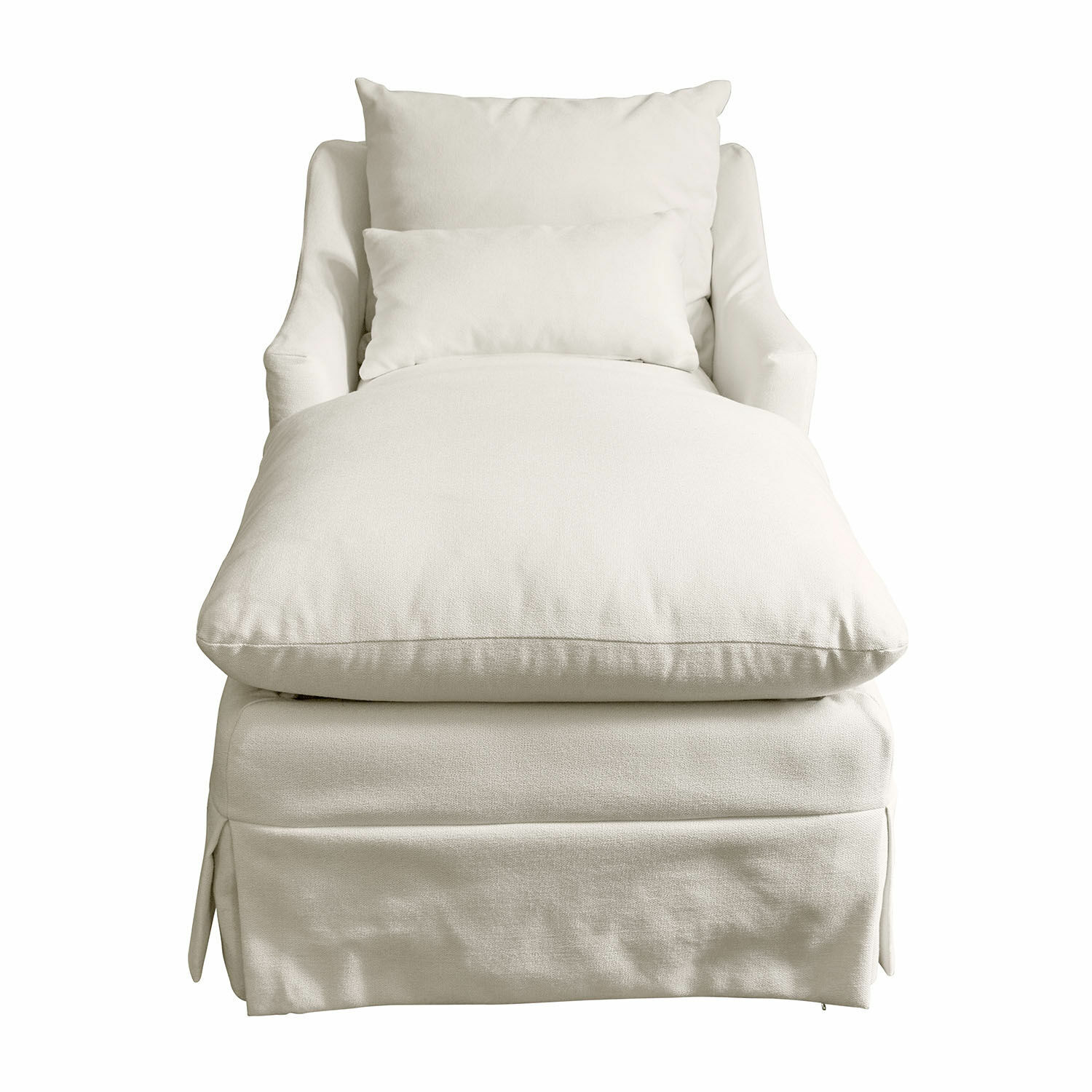 Bequemer weißer Sessel aus weichem Stoff mit Kissen, ideal zum Entspannen im Wohnzimmer