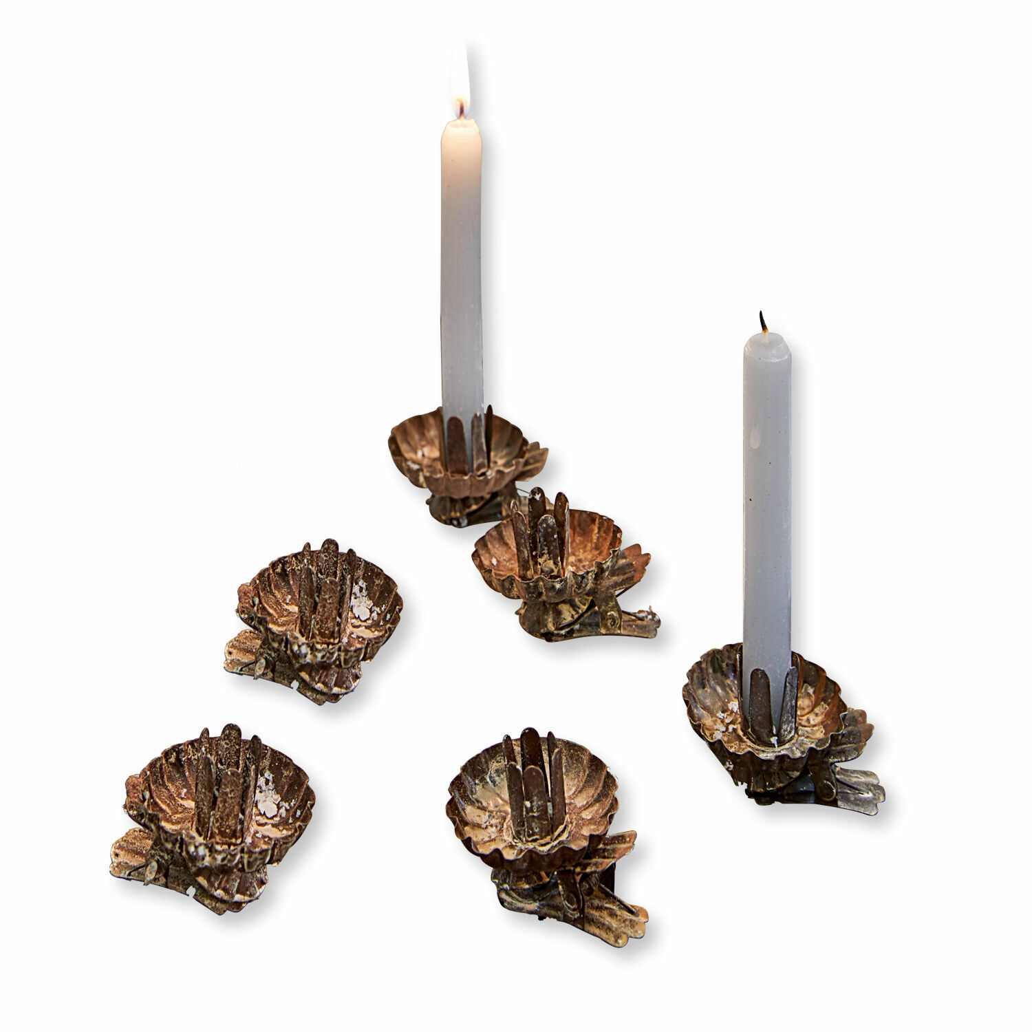 Kerzenhalter 6er Set Hermel Set aus kupferfarbenen Metallkerzenhaltern mit Klammer für Tisch- und Wohnraumdekoration