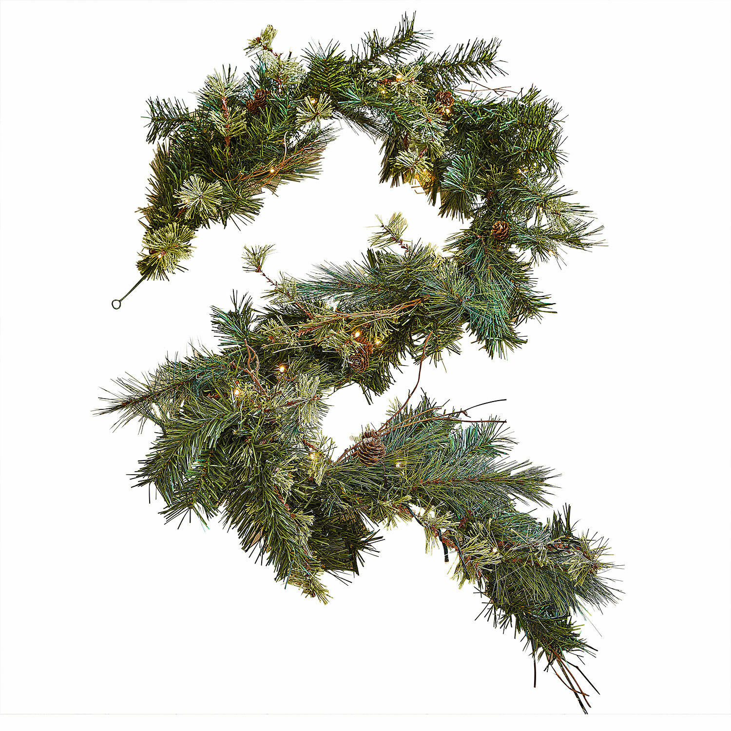 LED-Girlande Enquilo Weihnachtsgirlande aus grünen Nadeln mit Zapfen und LED-Lichtern für festliche Dekoration