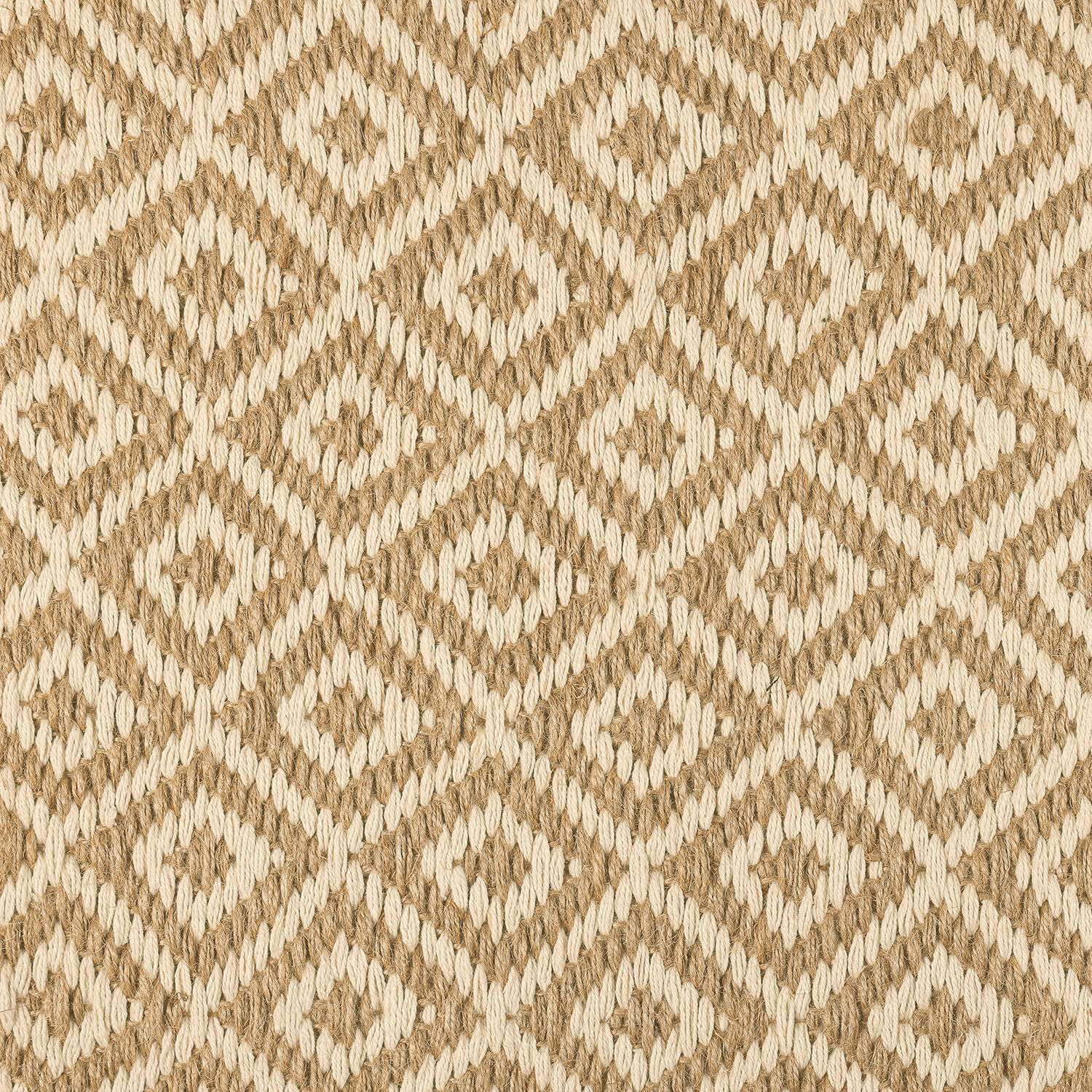 Beiger und cremefarbener Teppich aus Naturfaser mit geometrischem Muster für Wohnzimmer