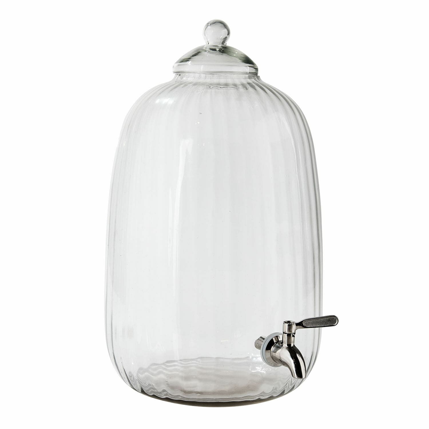 Glas-Getränkespender mit Deckel und Metallhahn, transparent, ideal für Wasser und Säfte