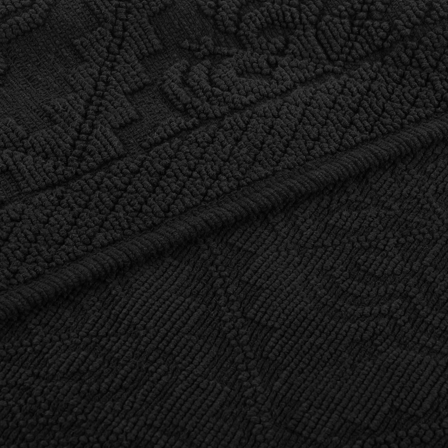 Schwarze Badematte Mivorex aus saugfähigem Material, ideal für moderne Badezimmer