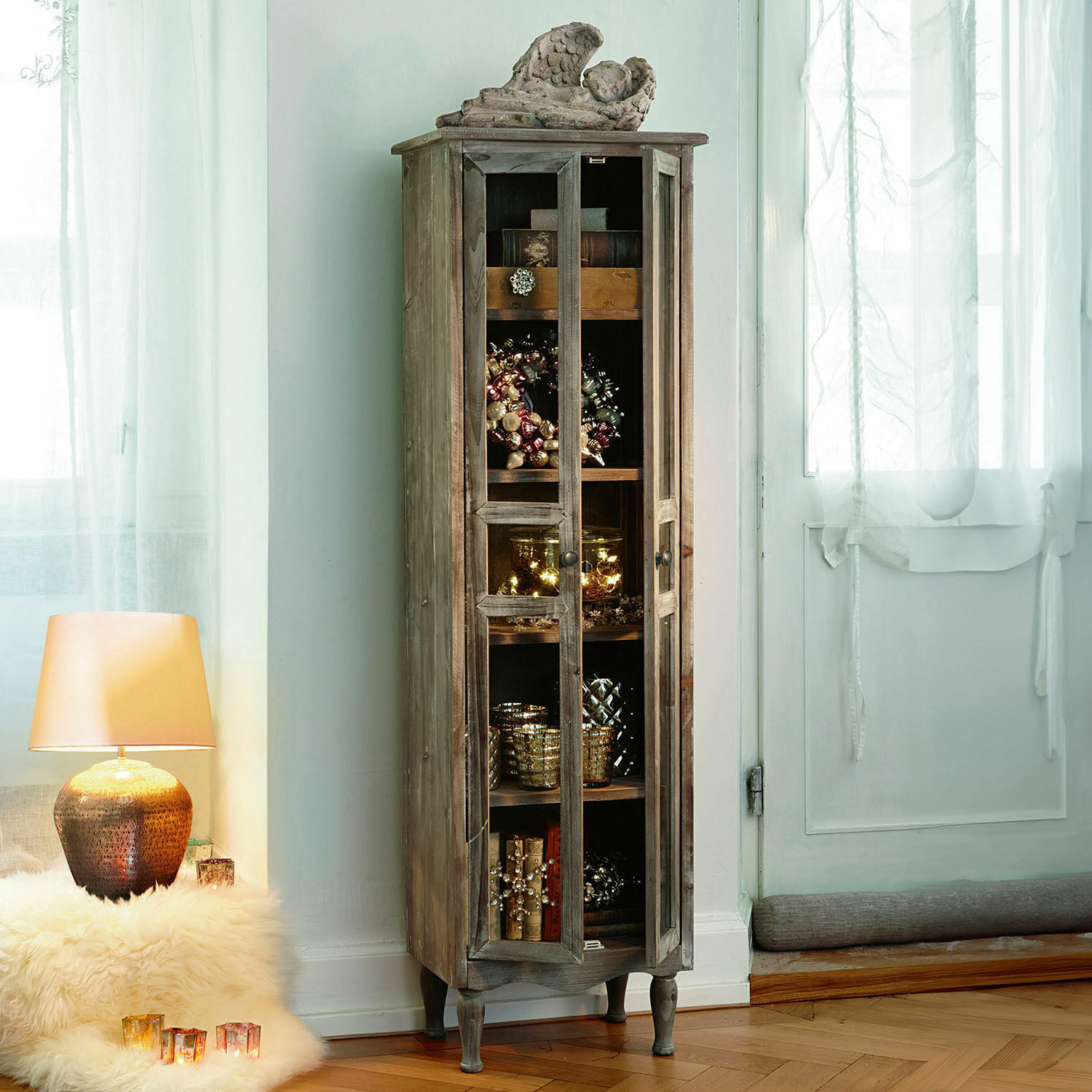 Kast Covent Garden, Met antieke beitslaag, Hout in vintage-look, Mooi bij landelijke- of shabby-style in bruin