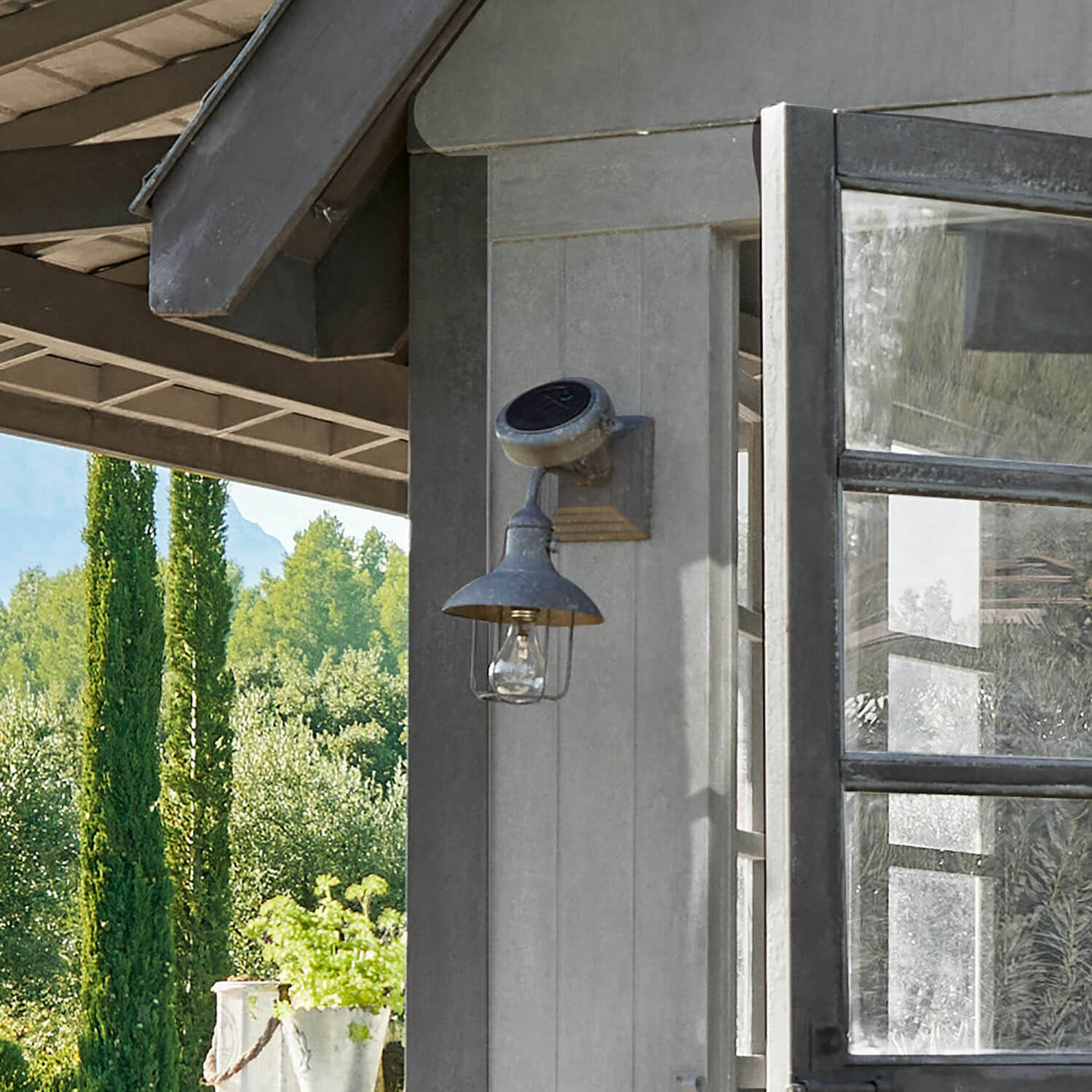 Farol solar de pared Anniviers | gris antiguo | Alto/Ancho/P aprox. 34.5/25/17 cm Farol solar de pared Anniviers | gris antiguo | Alto/Ancho/P aprox. 34.5/25/17 cm