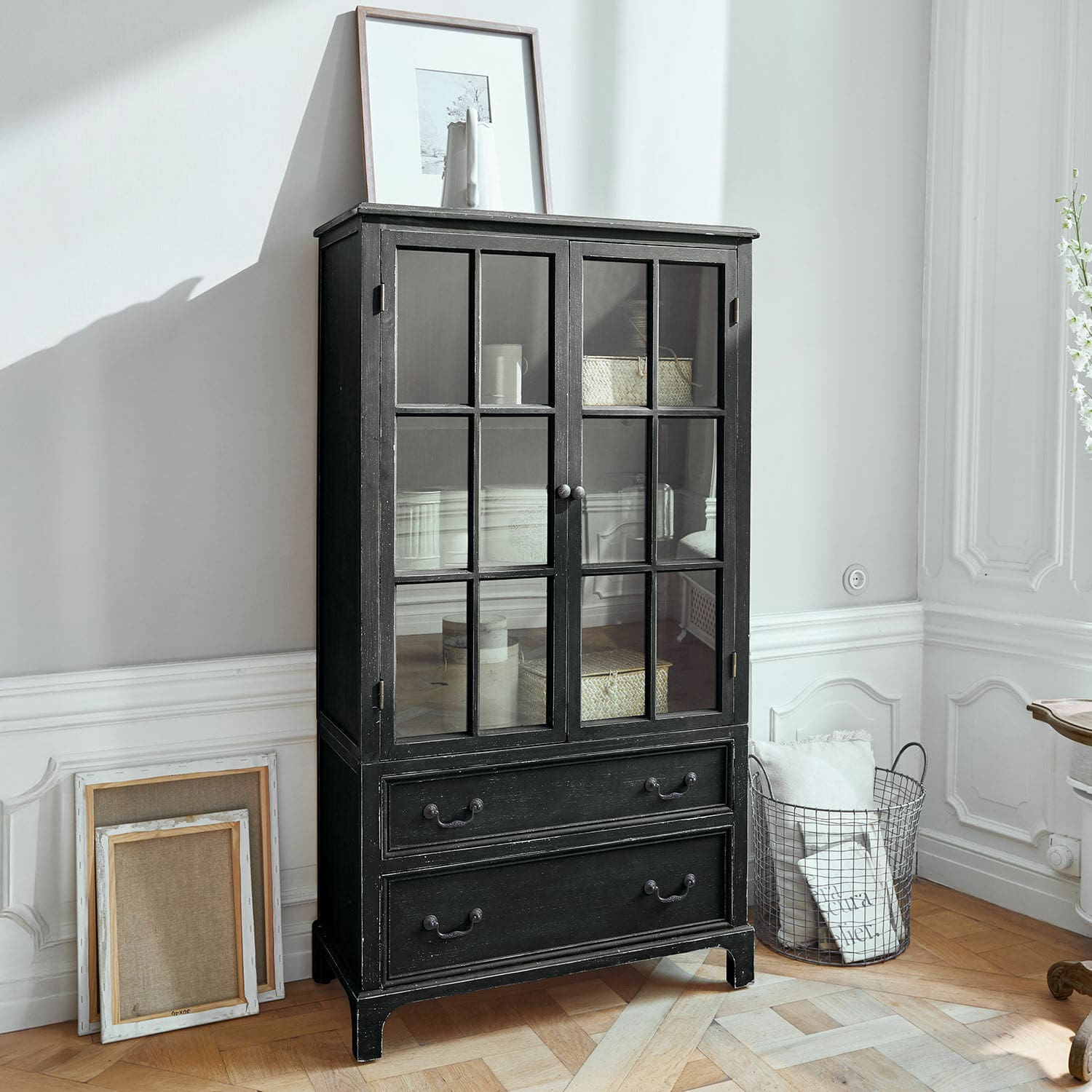 Armario Jarrowfield | negro envejecido | Alto/Ancho/P aprox. 161.5/86/40 cm Armario Jarrowfield | negro envejecido | Alto/Ancho/P aprox. 161.5/86/40 cm