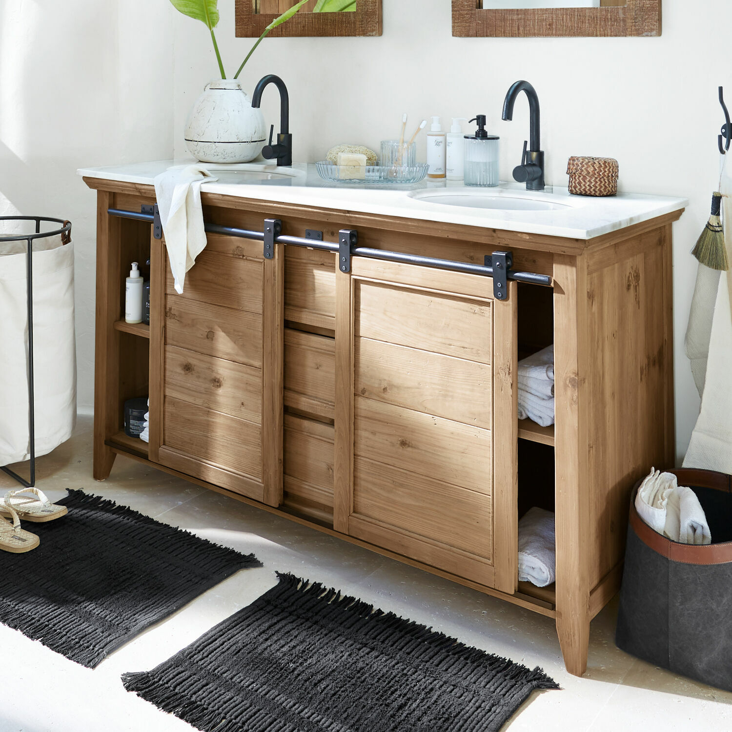 Lavabo doble Montcourt | marrón | Alto/Ancho/P aprox. 87/152/60 cm Lavabo doble Montcourt | marrón | Alto/Ancho/P aprox. 87/152/60 cm