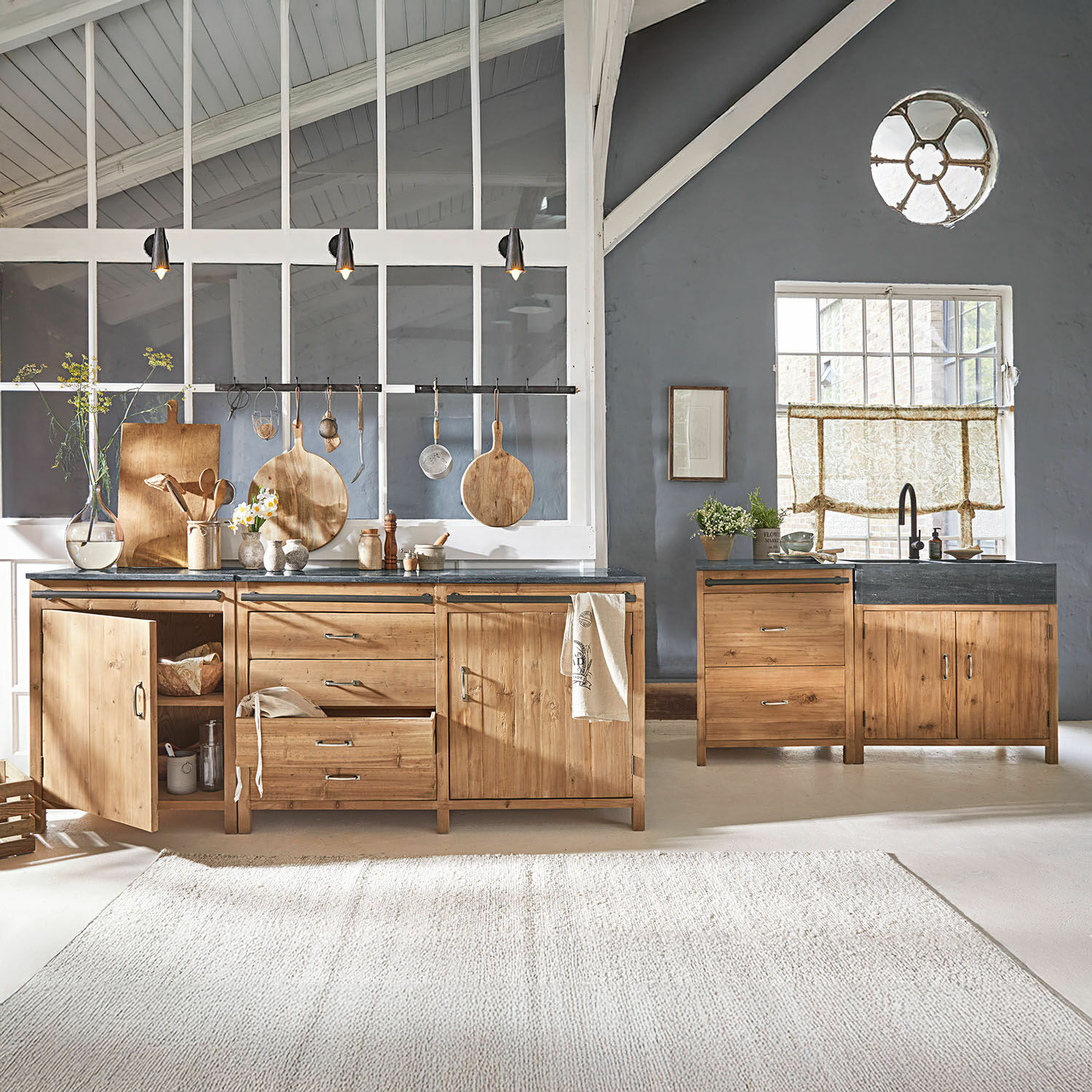 Set de 4 módulos de cocina Sunnybrook | marrón/gris | Alto/Ancho/P aprox. 87/370/63 cm Set de 4 módulos de cocina Sunnybrook | marrón/gris | Alto/Ancho/P aprox. 87/370/63 cm
