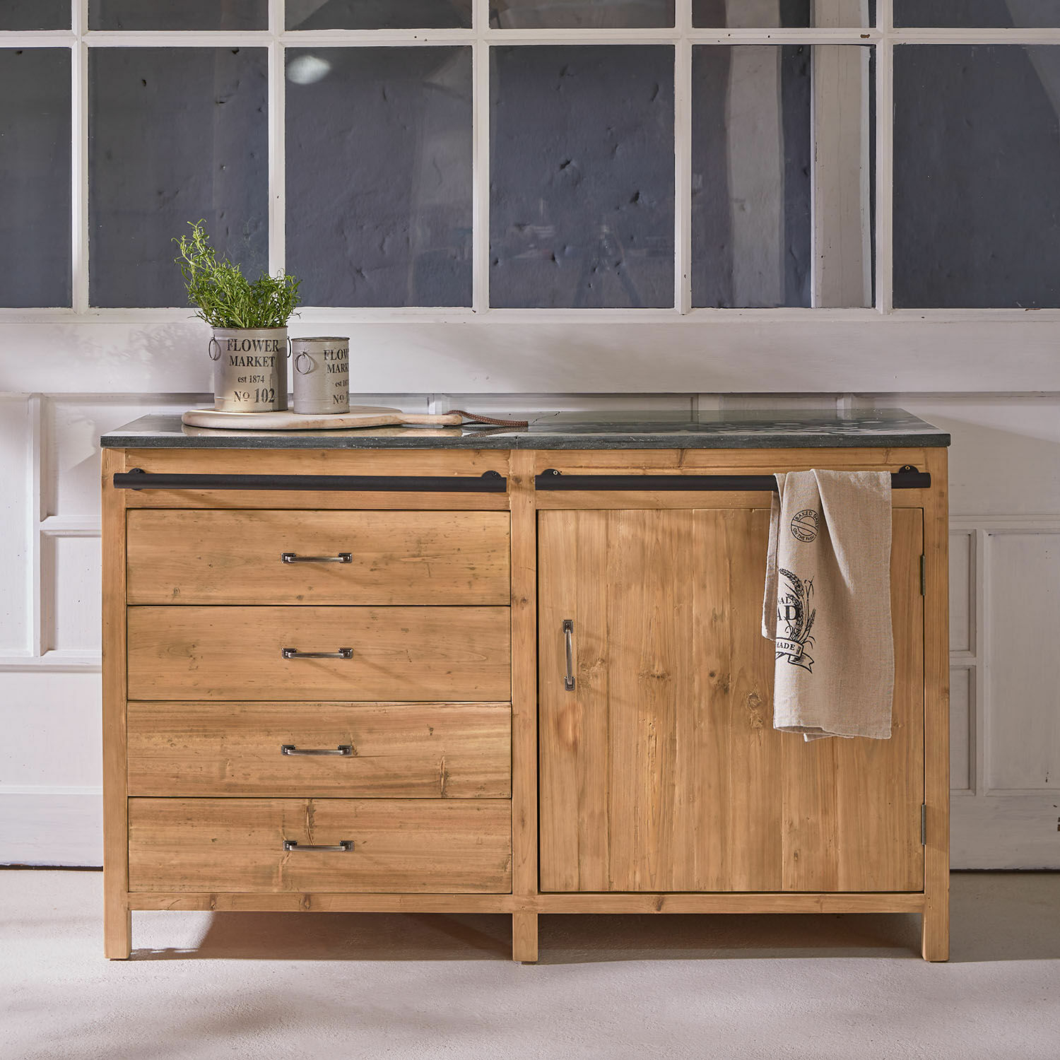Armario de cocina Sunnybrook | marrón/gris | Alto/Ancho/P aprox. 87/140/63 cm Armario de cocina Sunnybrook | marrón/gris | Alto/Ancho/P aprox. 87/140/63 cm