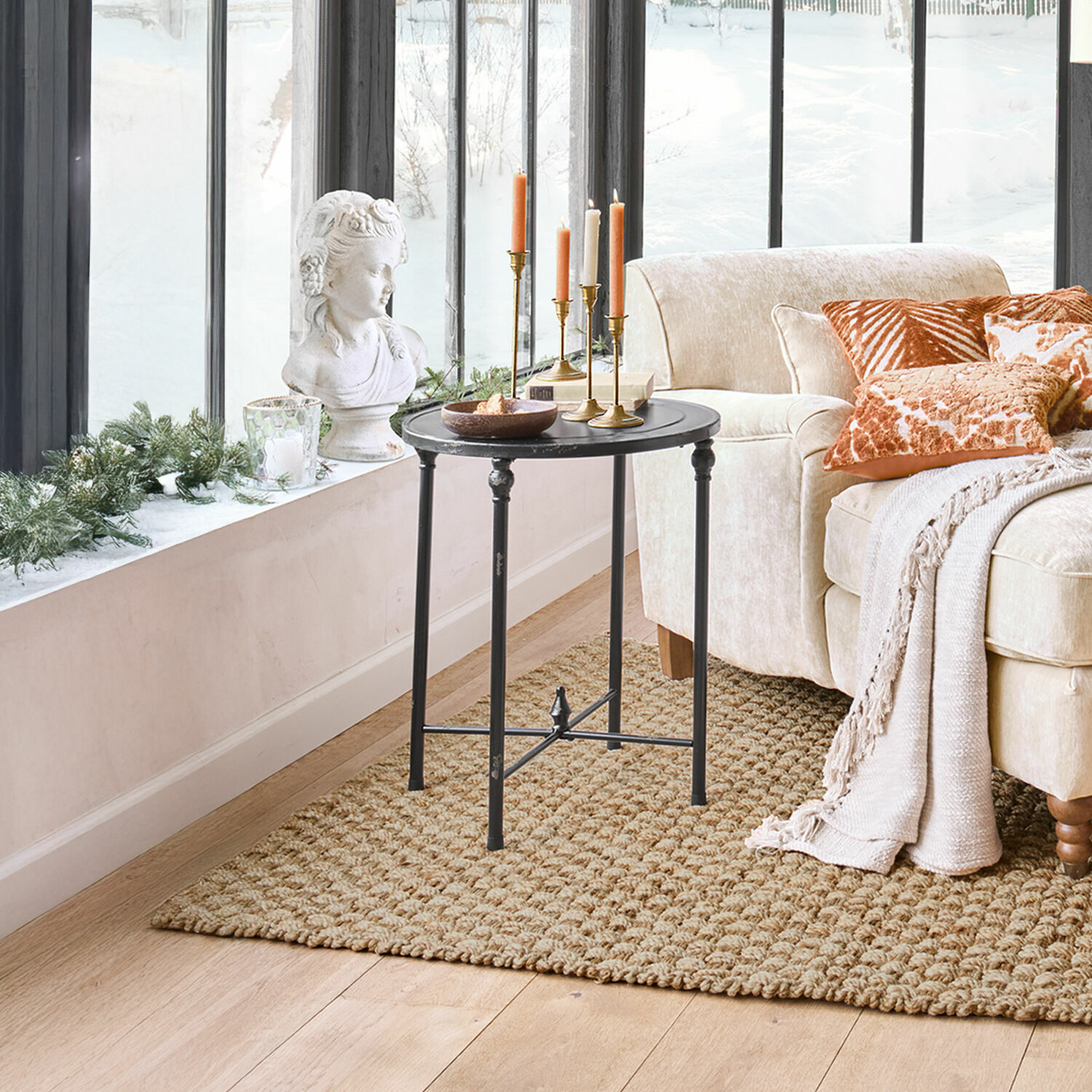 Table d’appoint Danbury, Superbe objet, Finition vieillie chic, Charmant aspect shabby chic en noir vieilli