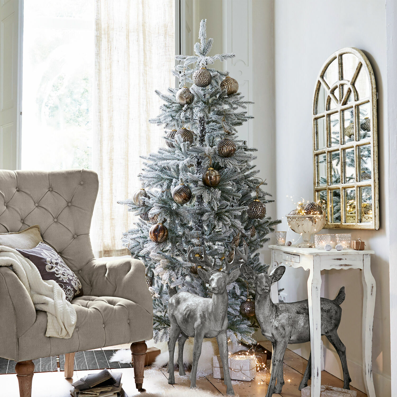 Árbol de Navidad Lokossa |  verde/blanco |  Alto/Ø aprox. 180/116 cm