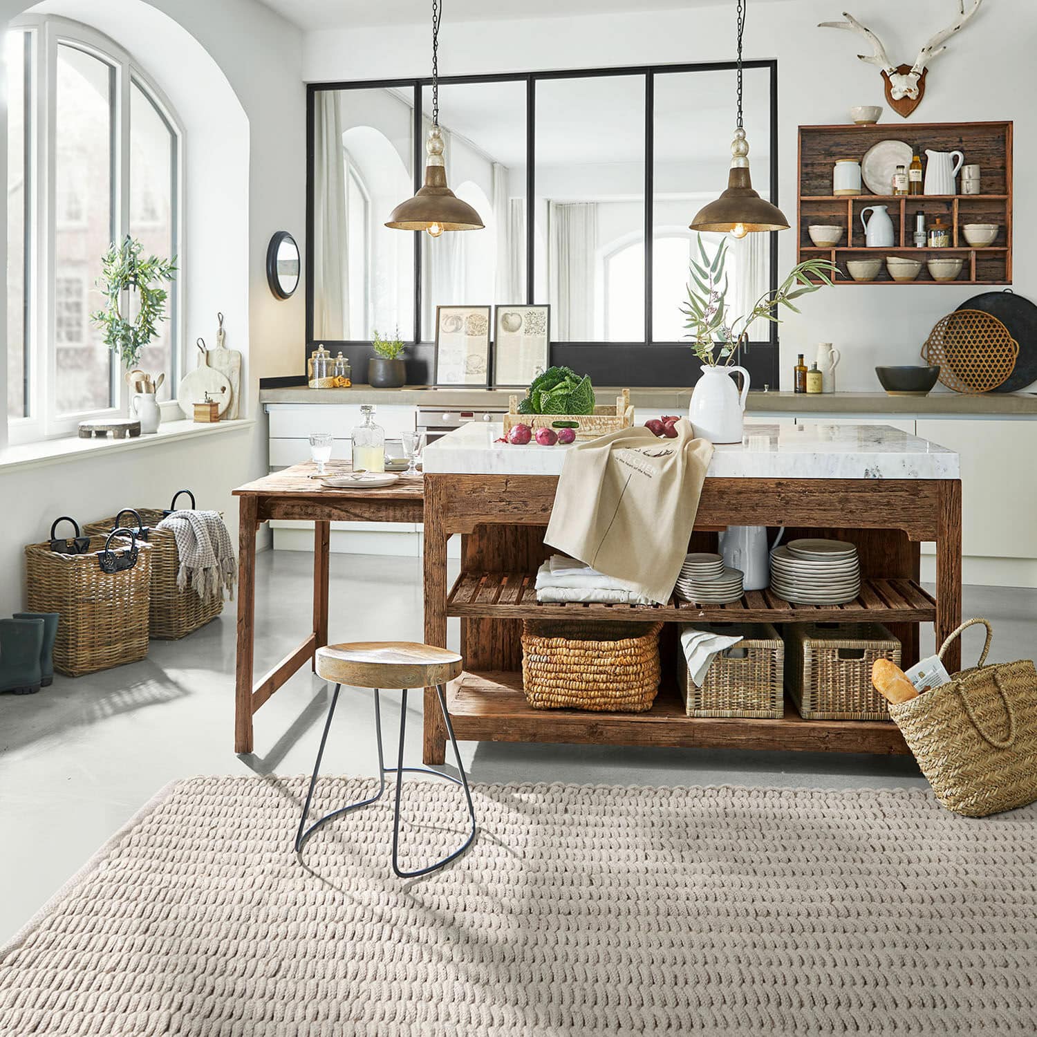 In- & outdoor vloerkleed Stoica, Geschikt voor binnen en buiten, Voelt zacht aan, Robuust & schimmelresistent in beige