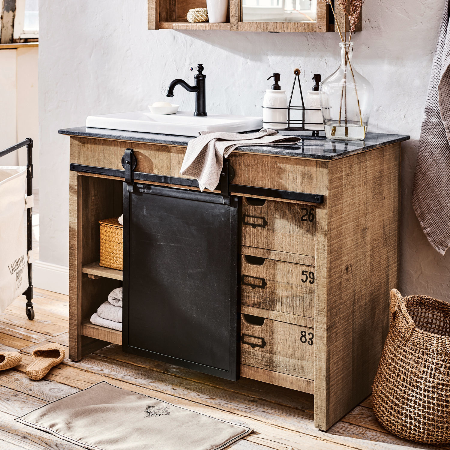 Lavabo Taylors Island | marrón/negro | Alto/Ancho/P aprox. 82/100/58 cm Lavabo Taylors Island | marrón/negro | Alto/Ancho/P aprox. 82/100/58 cm