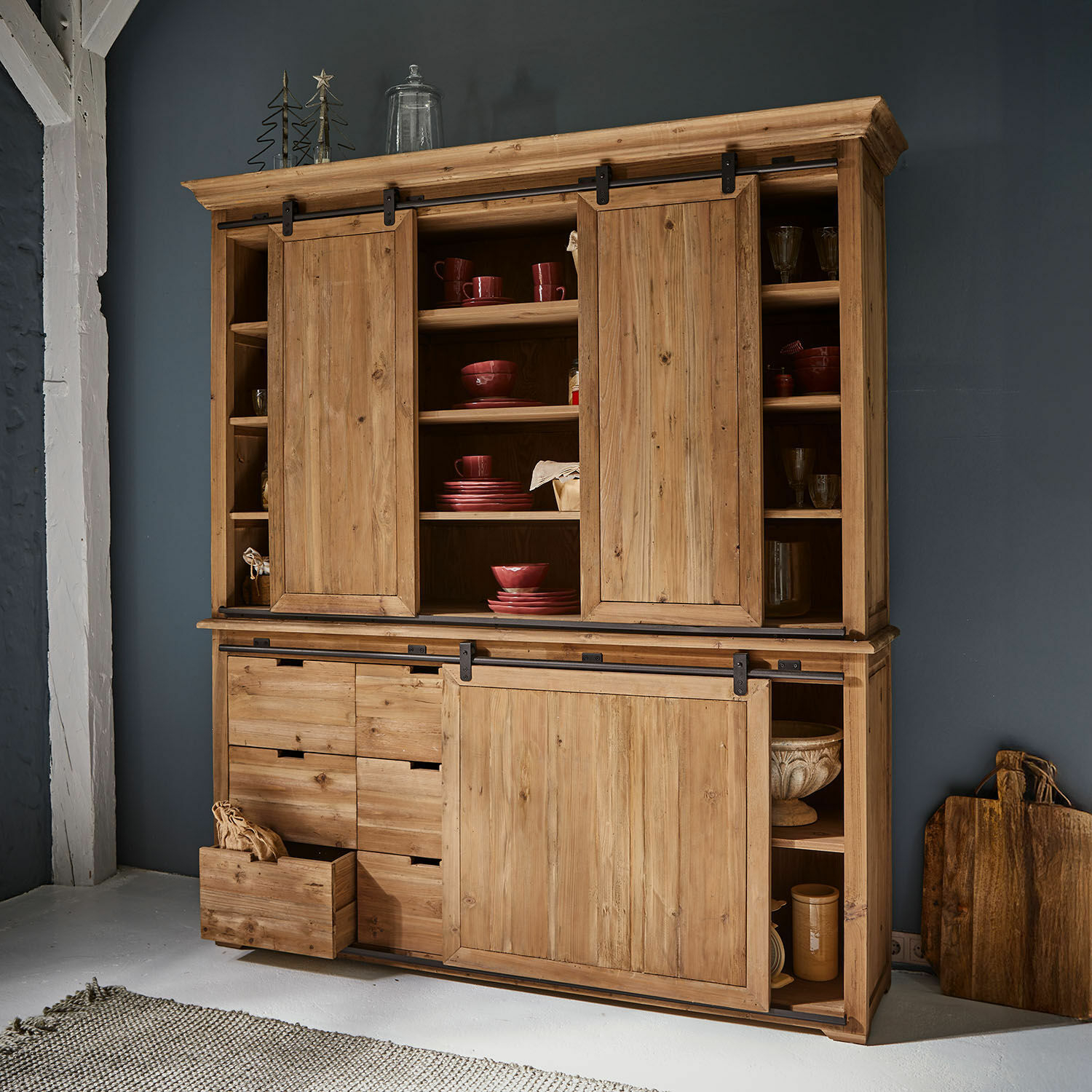 Armario Moncielle |  marrón |  Alto/Ancho/P aprox. 210/187/47 cm