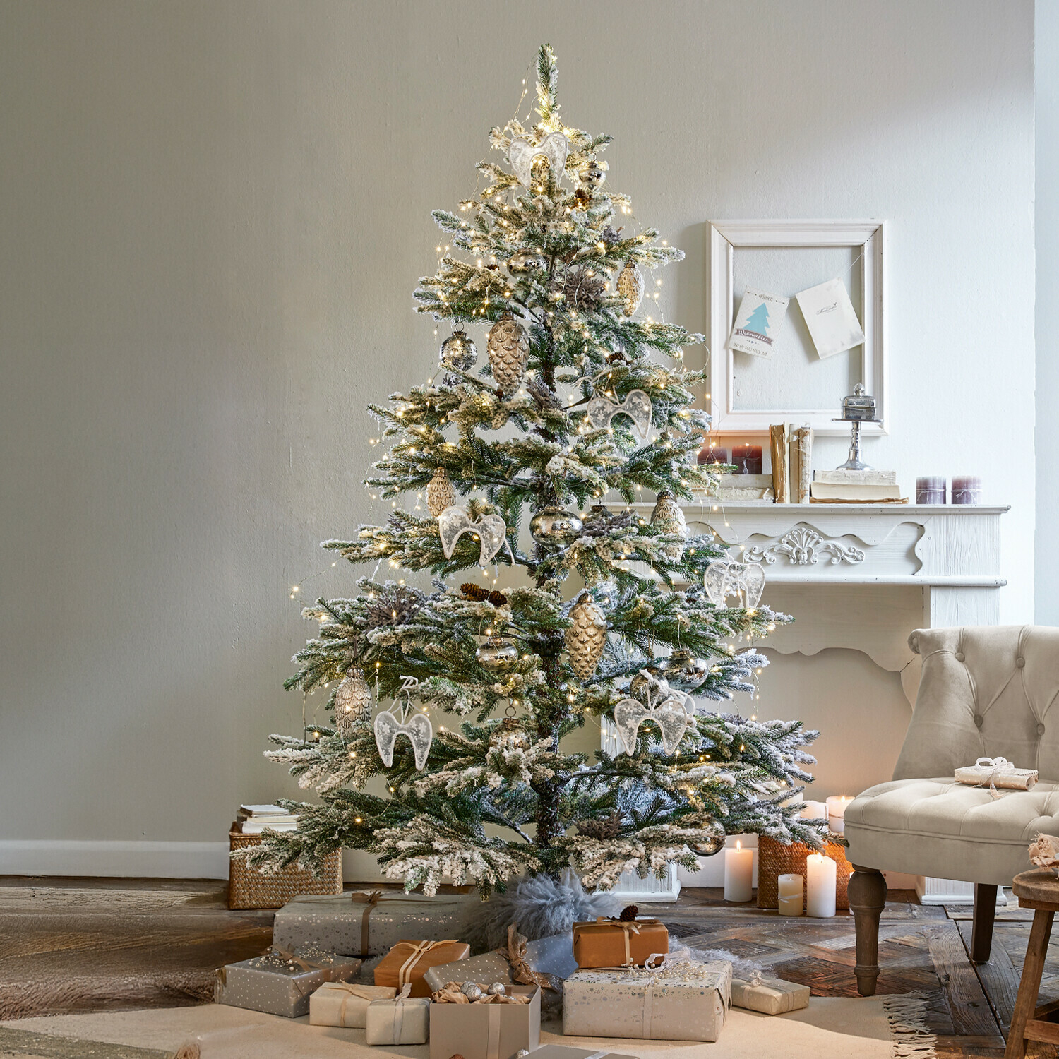 Árbol de Navidad Lokossa | verde/blanco | Alto/Ø aprox. 180/116 cm Árbol de Navidad Lokossa | verde/blanco | Alto/Ø aprox. 180/116 cm