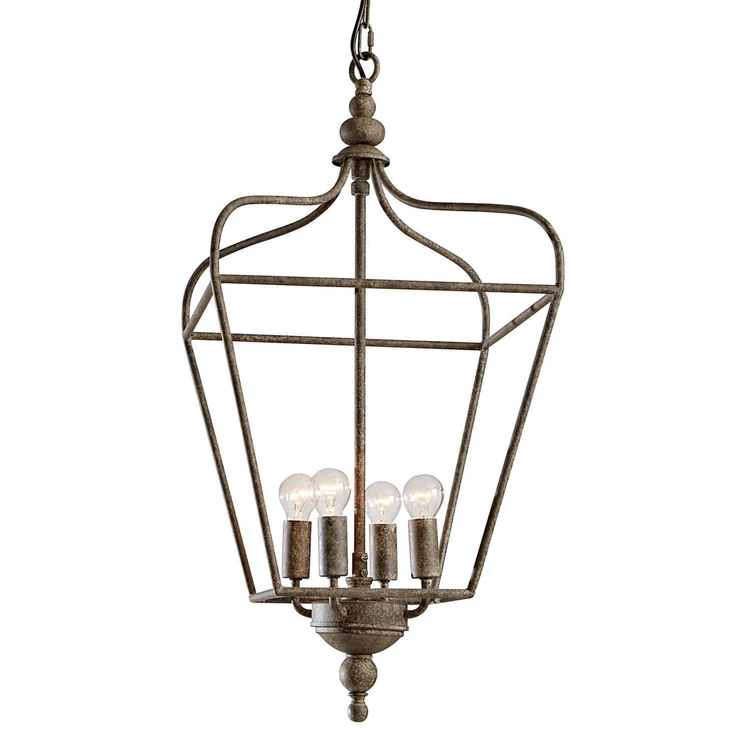 Hängelampe aus Metall im Vintage-Stil in rostbraun mit fünf LED-Glühbirnen für Innenräume